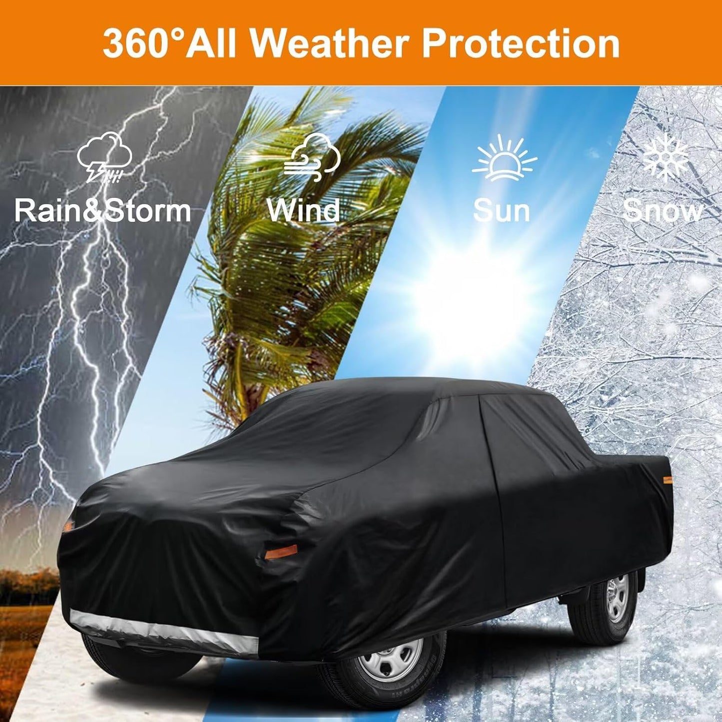 Kayme Truck Cover Custom Fit Ford F-150(1991-1997) Regular Short Bed. Full Exterior Heavy Duty Outdoor Pickup Truck Car Cover Waterproof All Weather.Car Tarp for Wind Sun Dust Protection.Black