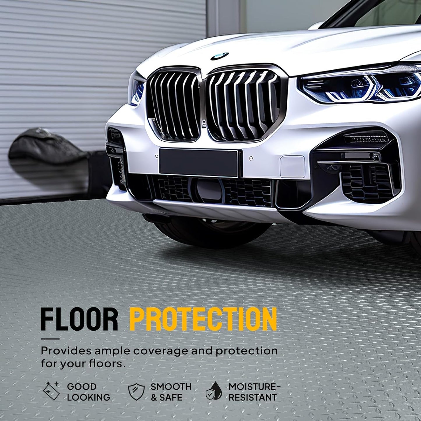 TUFFIOM 7.5x22 FT Garage Floor Mat, Thickened Diamond Plate PVC Garage Mats Flooring Roll for Under Car, Garage Parking Mats for Floor Large SUVs, MPV, Pickup Truck, RV