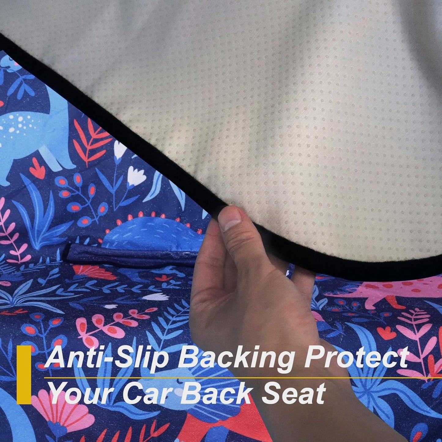 Back Seat Cover for Car Trucks Van SUV,Waterproof Rear Bench Towel Seat Covers for Dogs and Kids,Automotive Backseat Protector (Dinosaur)