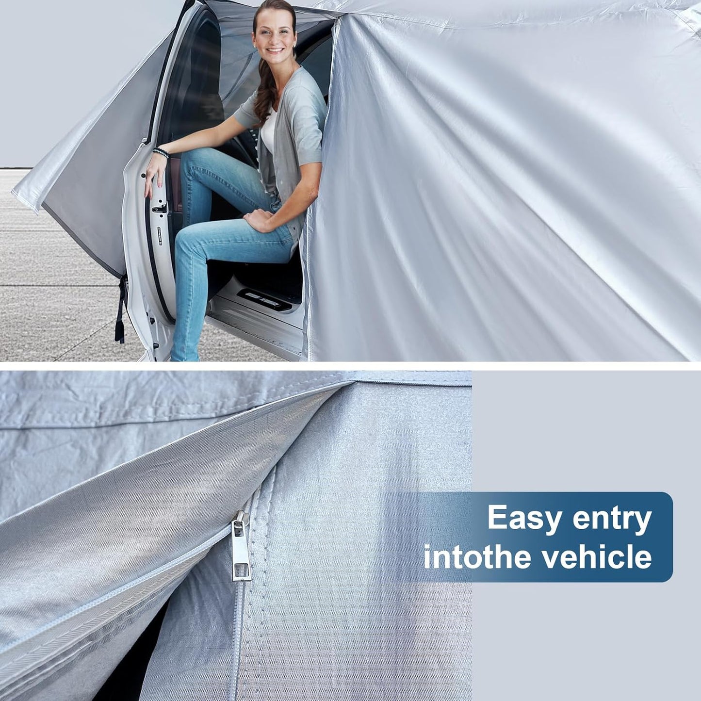 AUQDD 6-Layers Premium Truck Car Cover Waterproof All Weather Weatherproof UV Sun Protection Snow Dust Storm Resistant Outdoor Exterior Custom Form-Fit Full Padded Car Cover with Straps 213"-237" K14