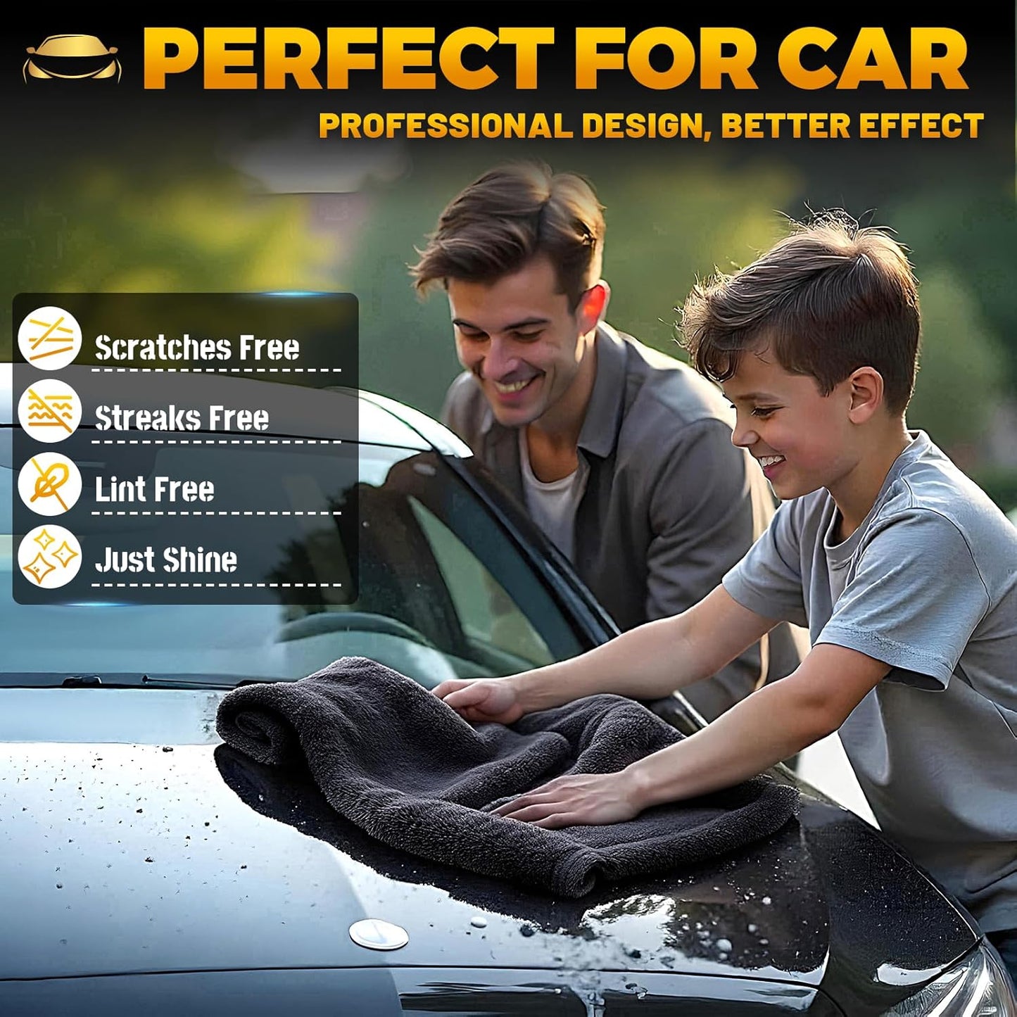 Microfiber Towels for Cars, 3 Pack Dual Sided Drying Towels Car Detailing， 1200GSM Car Drying Towel(24″x 36″), Ultra Absorbent Car Cleaning Towel, No Streak or Scratch, Machine Washable