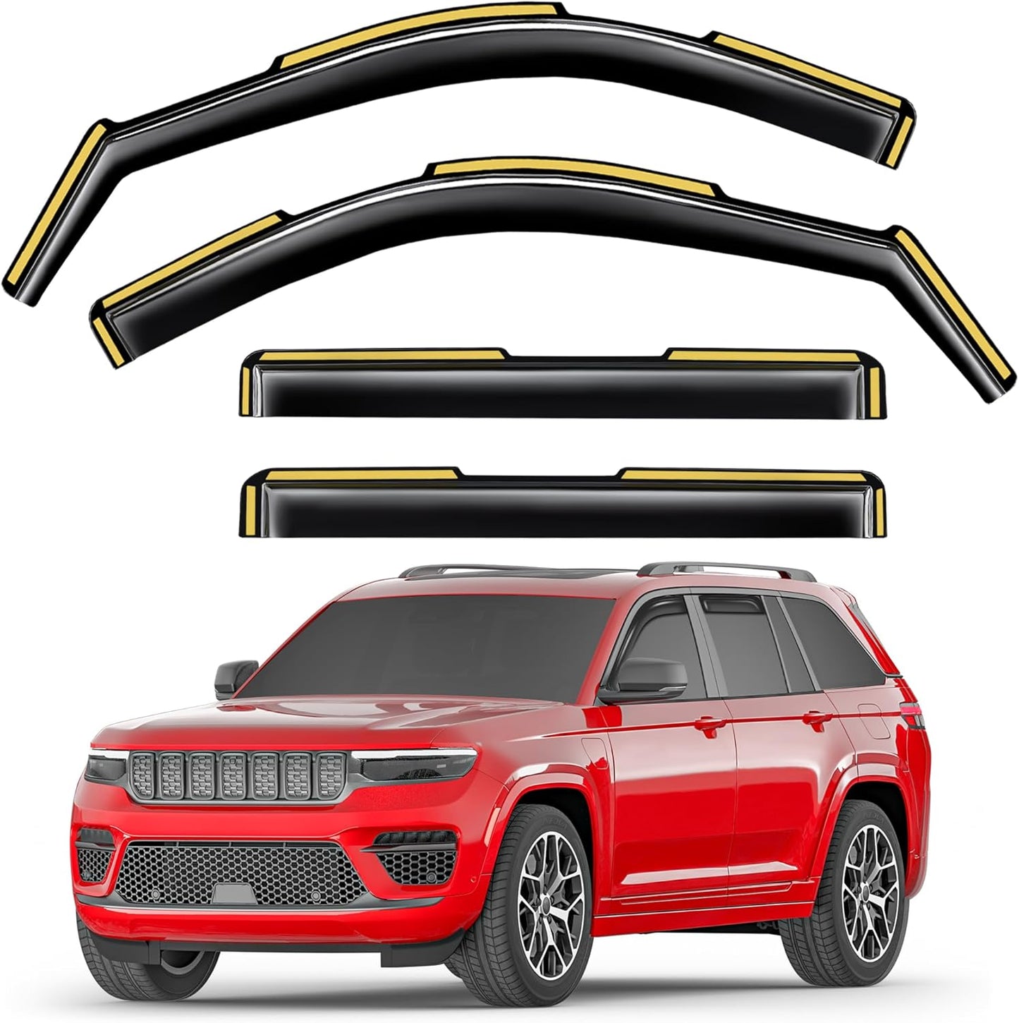 in-Channel Window Rain Guards Fit for Jeep Grand Cherokee(Not for L) 2022-2025 Double Cab Extra Durable Window Visors Window Deflectors Vent Visors Vent Shades Car Accessories-4 pcs 2-Q06