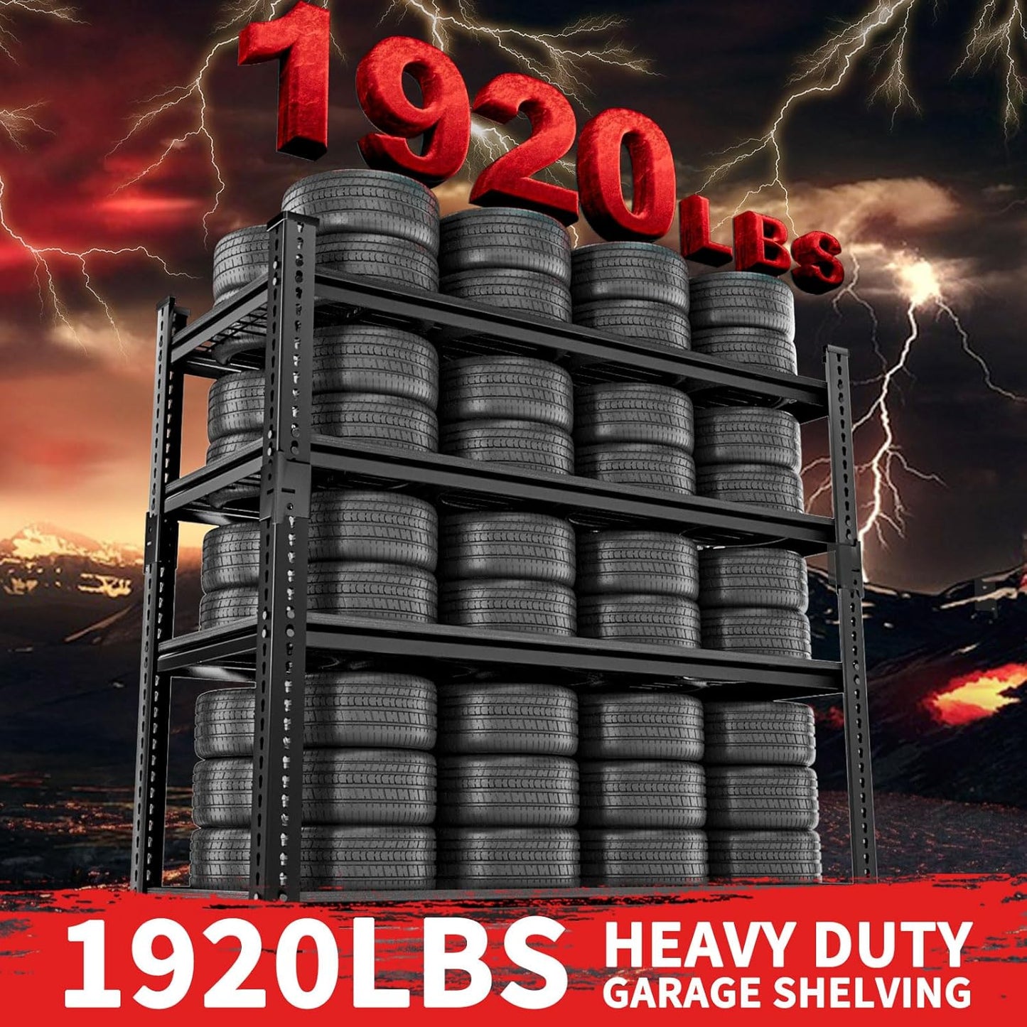 Storage Shelves, Garage Shelving Heavy Duty 1920LBS Capacity, 36"L x 16"W x 60"H Adjustable Metal Shelving Organizer Wire Rack, 4 Tier Utility Shelf Unit for Pantry Closet Warehouse Organization