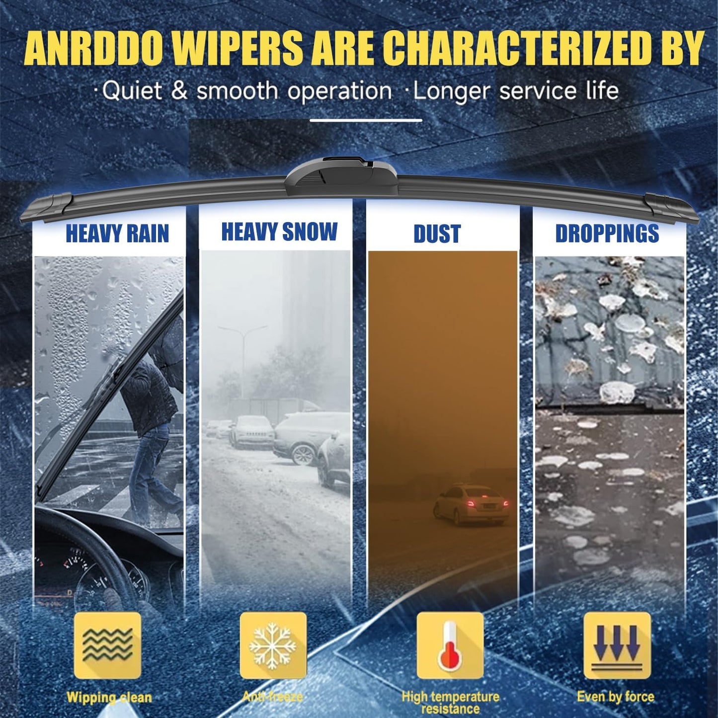 3 wipers Replacement For 2014 2015 2016 2017 2018 2019 2020 2021 Jeep Cherokee Original Equipment Windshield Wiper Blades Set 26"+18"+14" (Set of 3) U/J HOOK