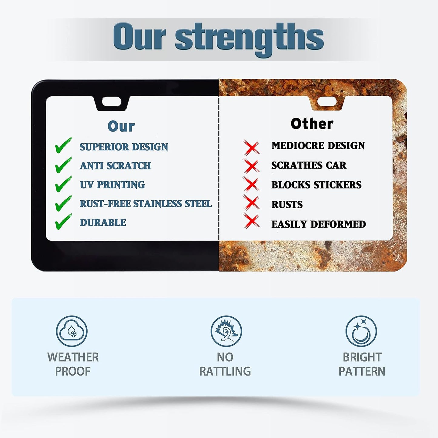 Colorful Folk Floral License Plate Frame Flower License Plate Holder Personalise Stainless Steel Funny Design Compatible with Standard License Plate Frames for USA and Canada 6 X 12 Inch with Screws