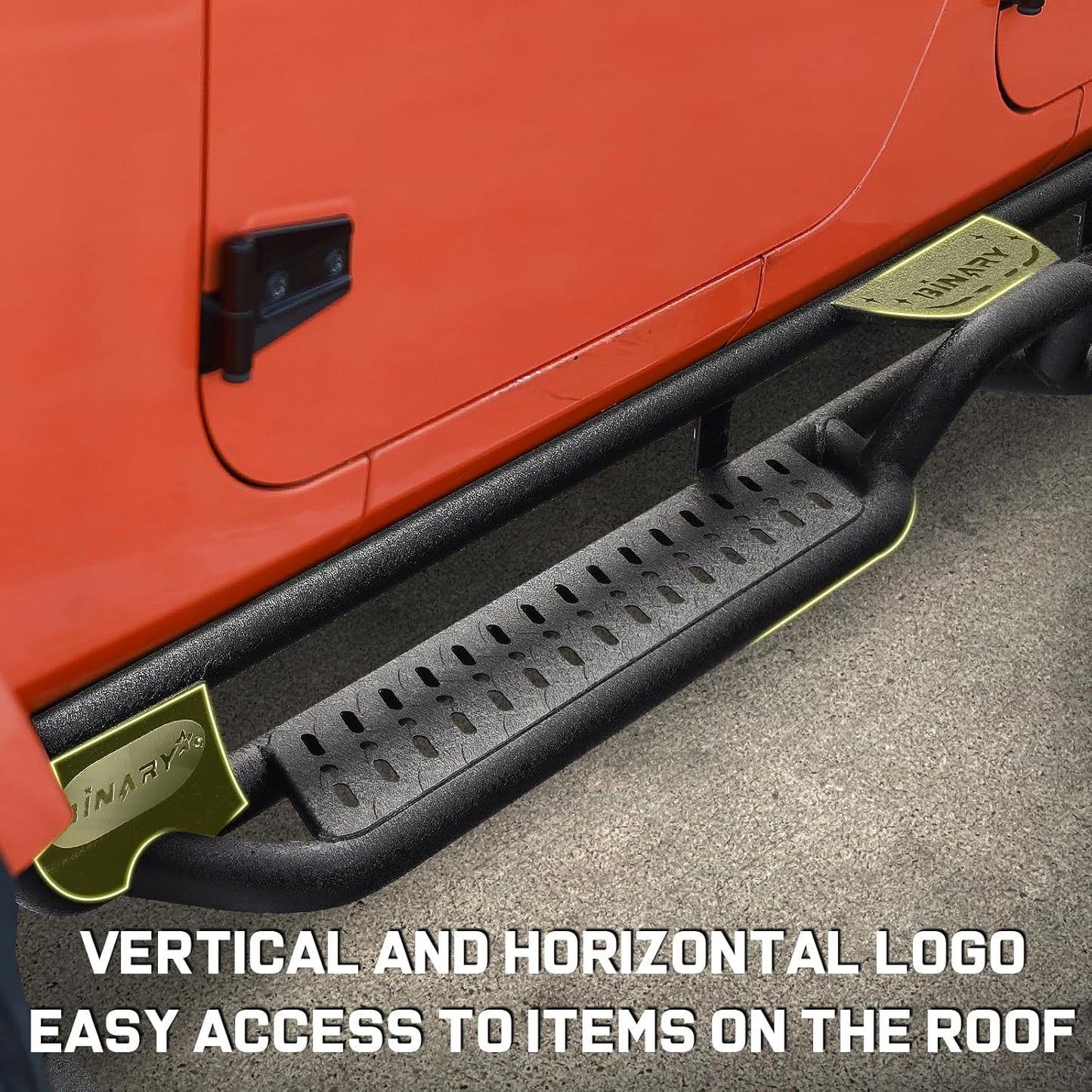 BINARY STAR Running Boards Compatible with Vehicle 2007-2018 Jeep Wrangler JK 4 Doors, 6 Inch Two-Stair Side Steps Nerf Bars, Wrangler Step Bars JKU Step Rails, Carbon Steel Running Boards & Steps.