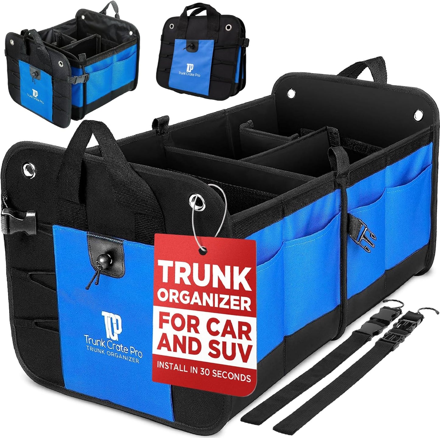 TRUNKCRATEPRO Car Trunk Organizers | Trunk Organizer, Car Storage Organizer - Premium Compartments Collapsible Portable car trunk organizers and storage for SUV (Large Capacity)