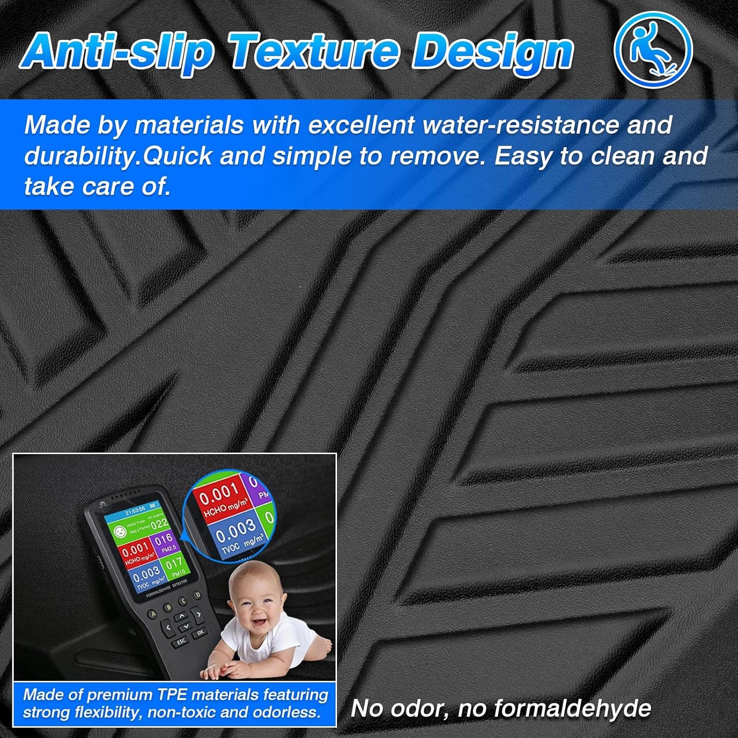 Cartist Floor Mats Compatible with Ford F150 Supercrew 2015-2024 2025 (Include Lightning)(Only Fit Rear Bench Seat w/Under Seat Storage) Heavy Duty Floor Liner