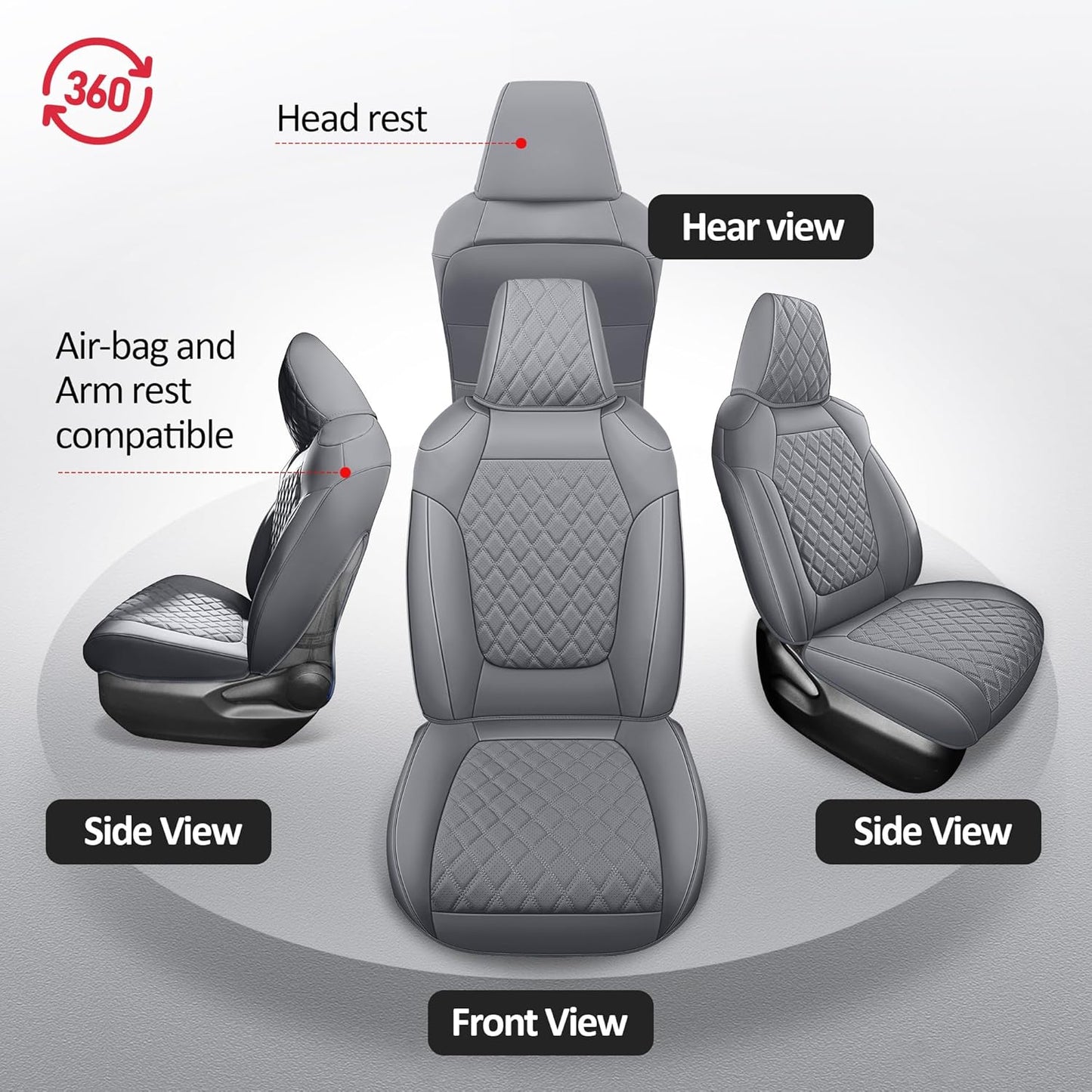 MIROZO RAV4 Seat Covers,Faxu Leather Car Seat Covers Non-Hybrid Fits for 2019-2025 Toyota RAV4 LE,XLE,XLE Premium,Limited,SUV Seat Cover,Seat Cushion Full Set (Not for Adv & TRD-Off,Grey)