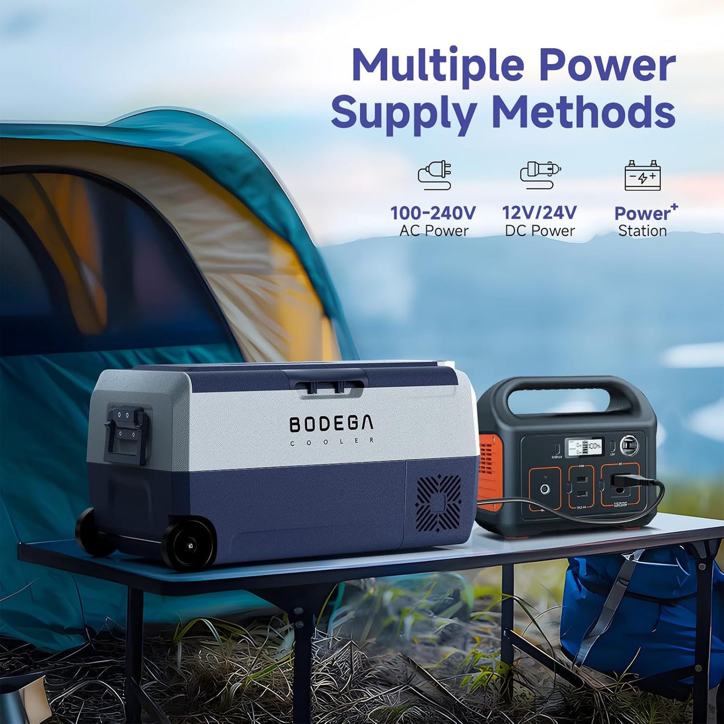 BODEGACOOLER 12 Volt Car Refrigerator,38 Quart Portable Truck Freezer,Electric Cooler Bluetooth Control,(36) -4℉-68℉ RV Refrigerator 12/24V DC and 100-240V AC for Travel,Camping,Road Trips,Van,Home