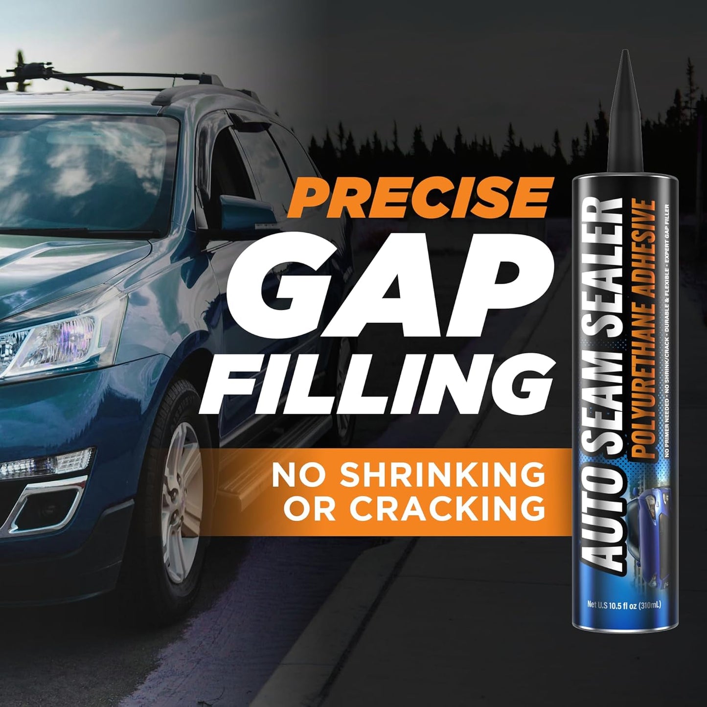 [2 Pack] Professional Automotive Seam Sealer, Paintable Quick-Set Polyurethane Auto Body Seam Sealer for Metal Surfaces of Cars, Trucks, Etc, Includes Gloves & Tip - White RV Roof Sealant