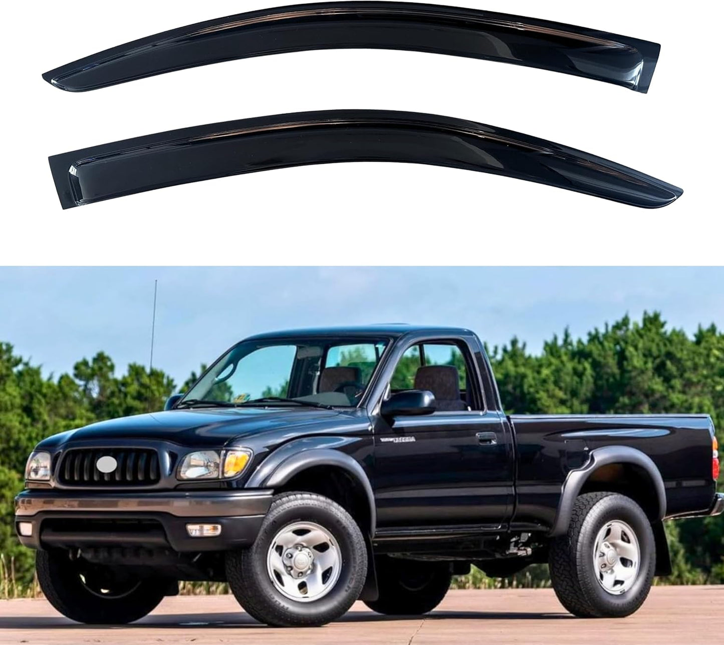 KPY Window Visor Compatible with Toyota Tacoma Standard Cab 1995-2004, Rain Guard Window Vent Deflectors Tape-On Style, 1995 1996 1997 1998 1999 2000 2001 2002 2003 2004 (Standard Cab Only)