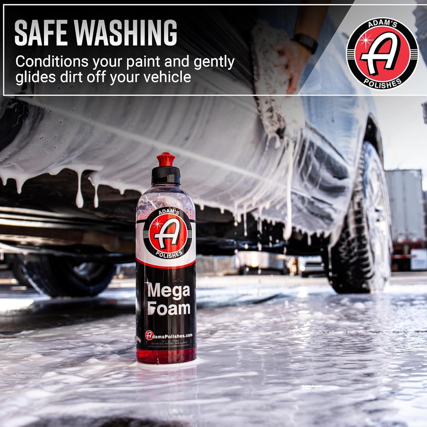 Adam's Polishes Mega Foam (16oz, 2 Pack) - Detailing pH Neutral Car Soap Washing, Concentated For Use In Car Wash Bucket, Foam Gun For Cleaning, Won't Strip Car Wax or Ceramic Coating