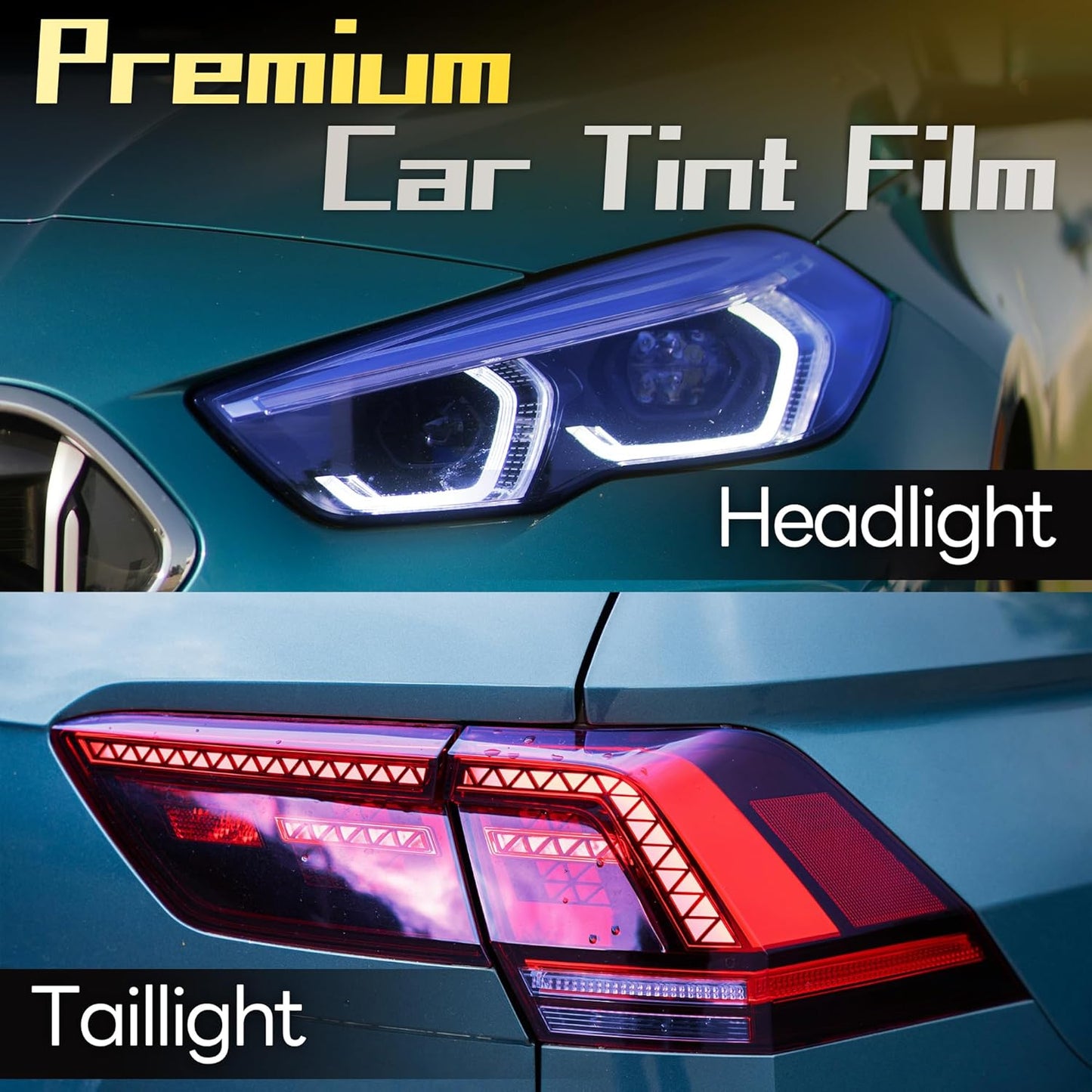 Lypumso 16 x 60 Inches Headlight Taillight Car Tint Vinyl Film, Self Adhesive Fog Lights Sticker Sheet Roll for Car Lights Cover Protection (Blue)