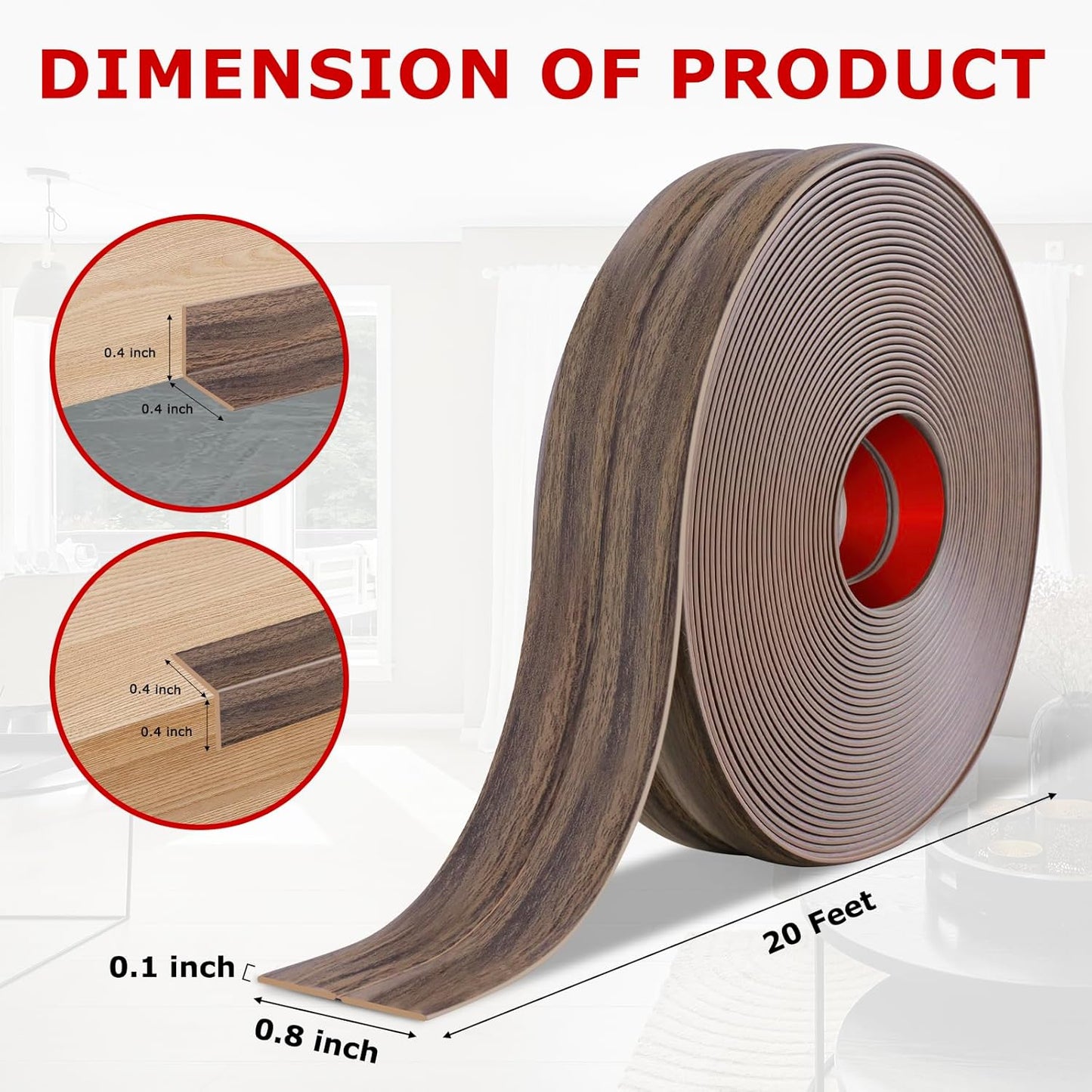 Flexible Wall Corner Protector Moulding Trim Peel and Stick Wall Corner Guards Edge Protector Self Adhesive Molding Trim Strip for Edge Ceiling (Smoked Brown Wood Grain, 0.8 in x 20 Ft)