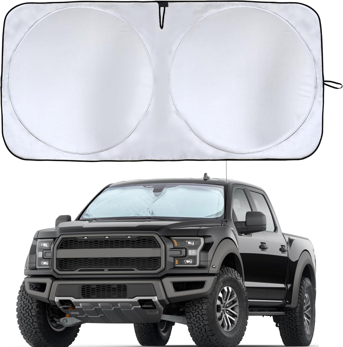 EcoNour Truck Windshield Sun Shade & Sun Block | Sun Shade for Windshield | Automotive Interior Accessories & Truck Window Shades for Heat & UV Protection | X-Large (69" x 35")