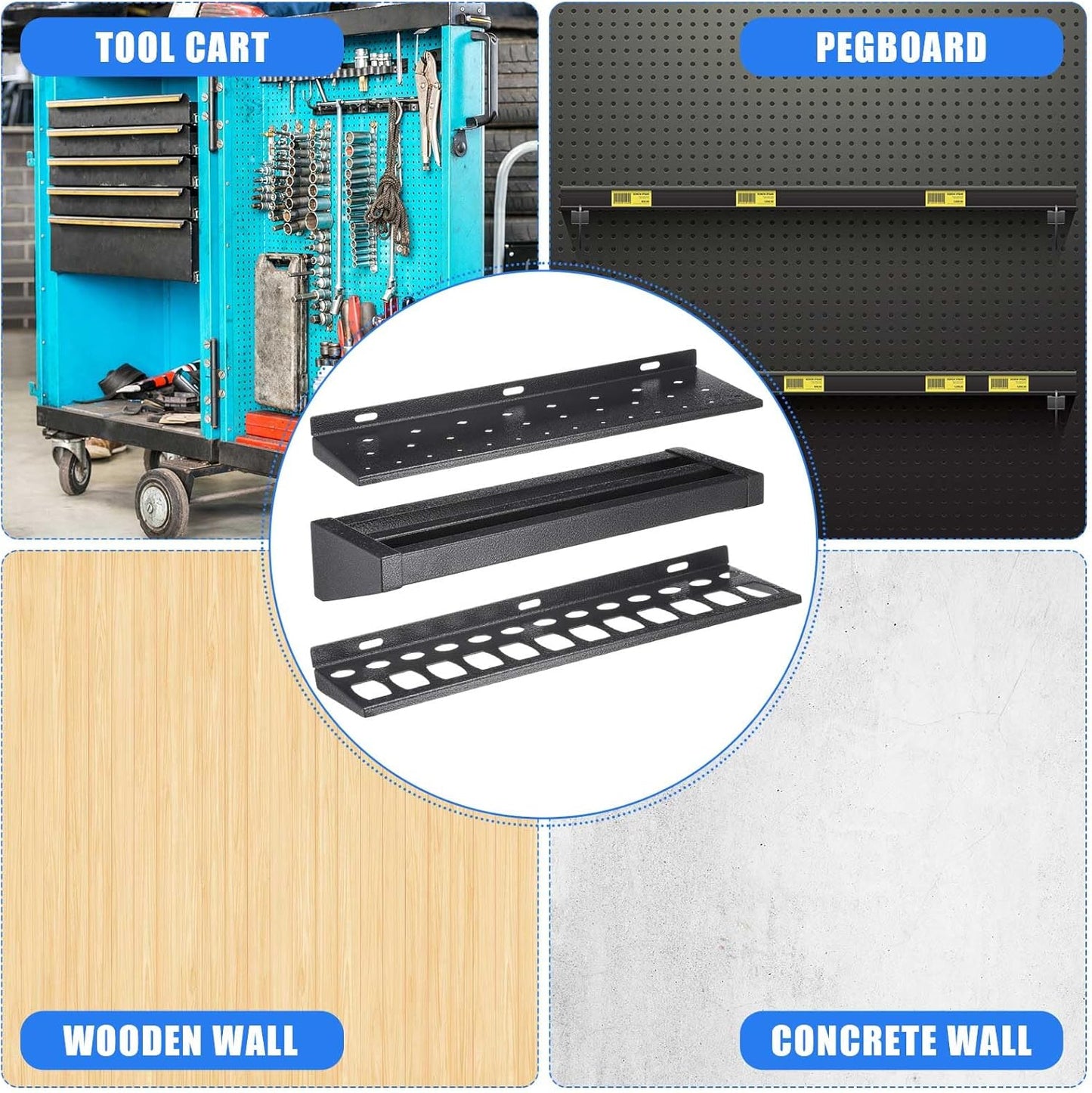 3 Pcs 16in Screwdriver Organizer Wall Mounted Metal Storage Set for Pliers Holder Hammer Rack Tool Holder Organizer for Workshop Workbench Fit Most of Screwdrivers or Small Tools