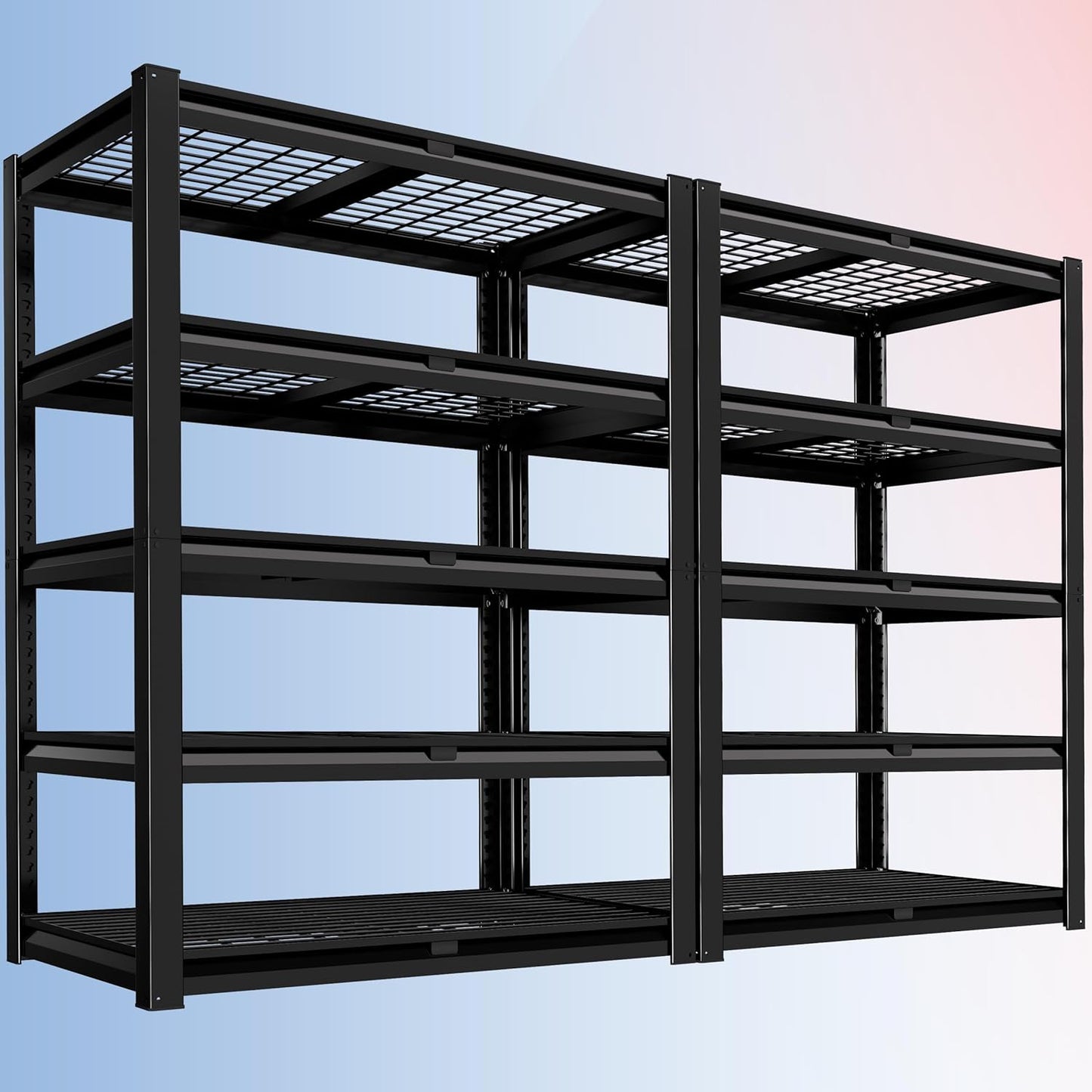 PrimeZone 36" W Heavy Duty Garage Shelving 5 Tier Heavy Duty Storage Shelves Adjustable Industrial Metal Wire Shelf Unit for Garage,Basement,Pantry,Warehouse,Commercial,36" W X 16" D X 72" H 2Pack