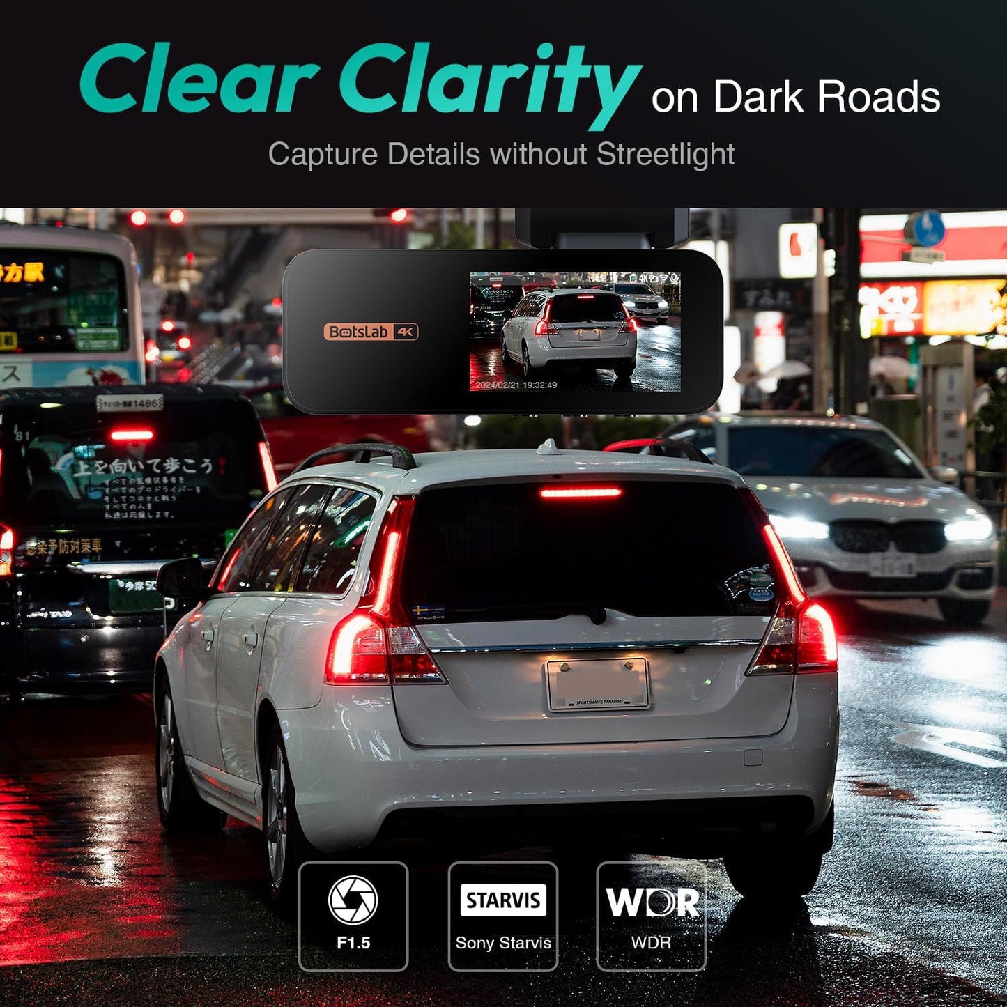 4k Dash Cam Front and Rear, 24/7 Parking Monitor with Hardwired Kit, 170° Ultra Wide Dashcam, ADAS, IMX415 Sensor, Night Vision, WDR, Loop Recording, 5G/2.4G WiFi & GPS, Free 64GB Card