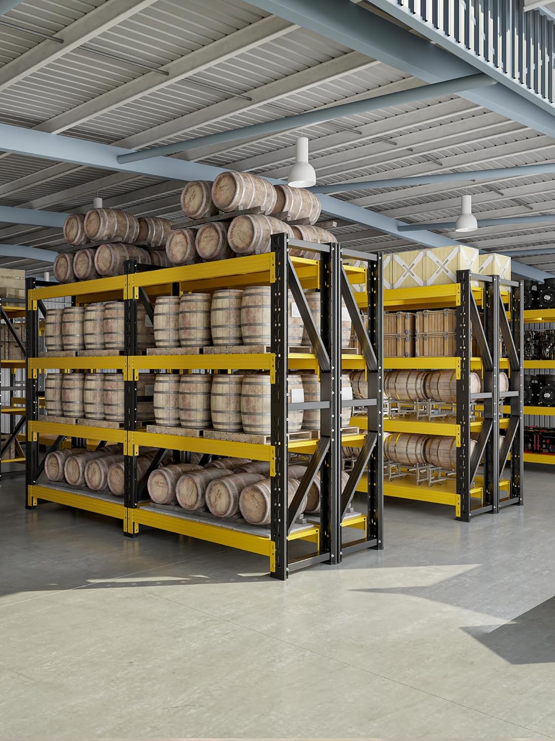 4-Tier Storage Shelves,79" H Heavy-Duty Garage Shelving Unit,Adjustable Industrial Metal Shelf System,4,000lbs Capacity,Tool Organizer for Garage,Workshop,48" W*24" D*79" H,Black&Yellow