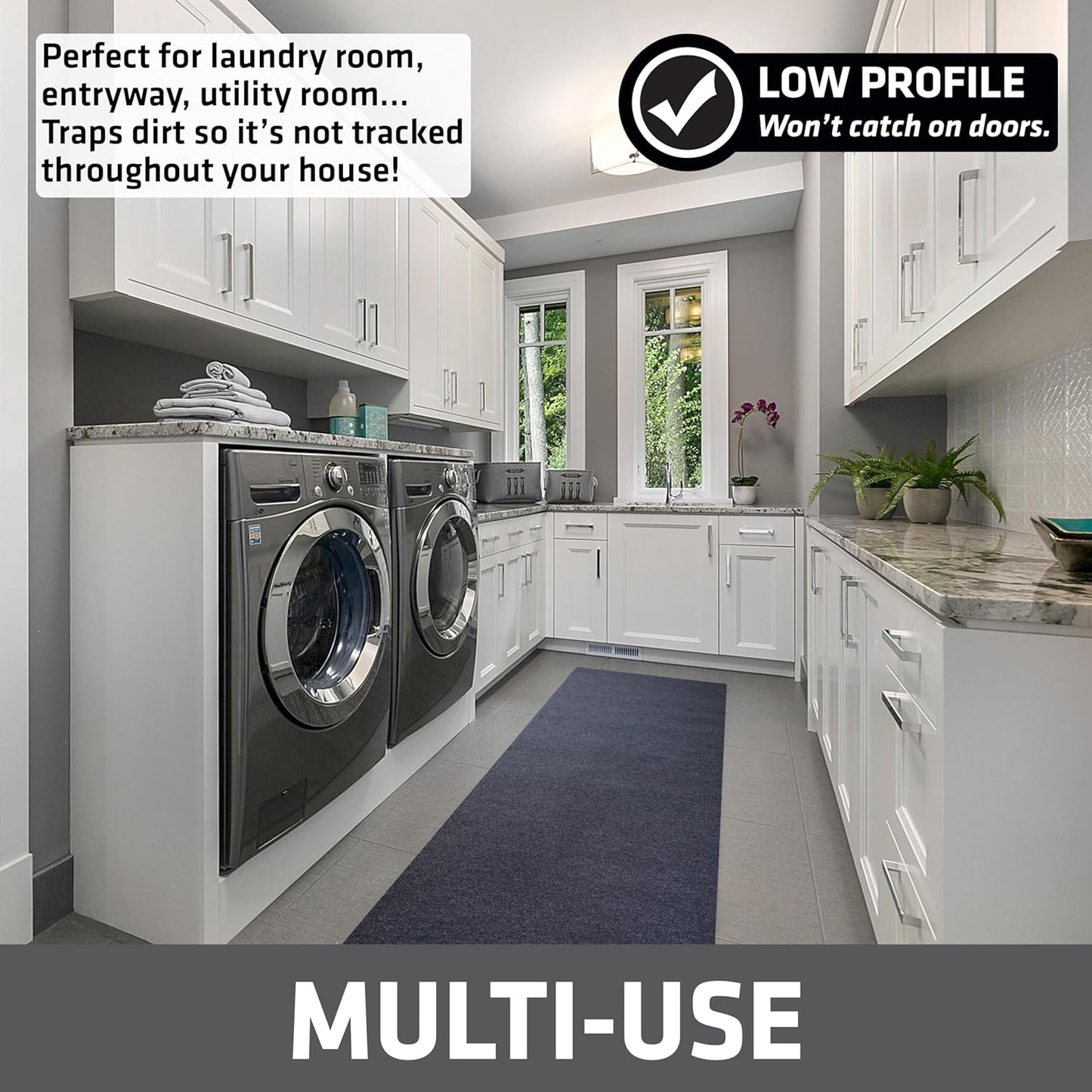 Drymate Garage Floor Runner Mat, (18' x 2'6"), Protects Surfaces, Absorbent, Waterproof, Slip-Resistant, Quick Dry Carpet Fabric, Trimmable & Washable (USA Made) (Charcoal)