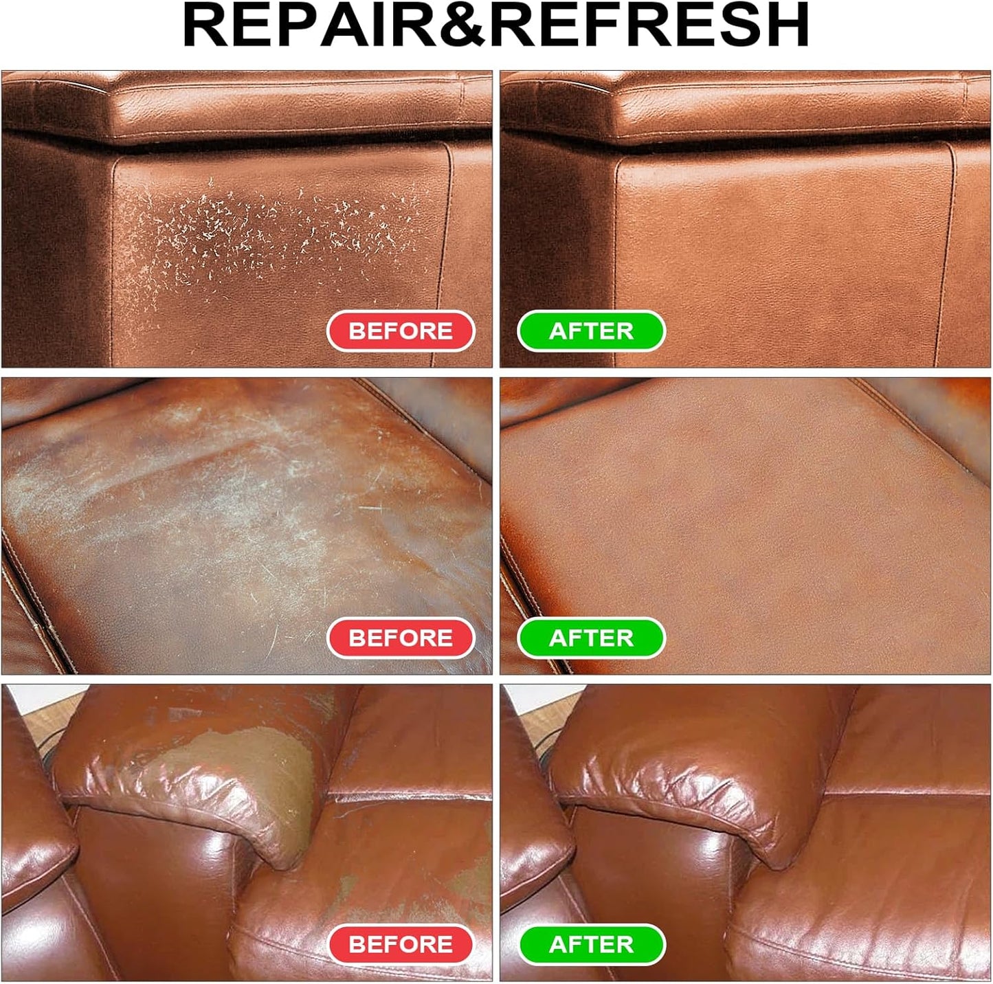 Leather Recoloring Balm,10oz Leather Color Restorer Leather Repair Kit for Furniture Car Leather Scratch Remover, Medium Brown Leather Color Restorer for Couches,Leather Dye Paint for Faded