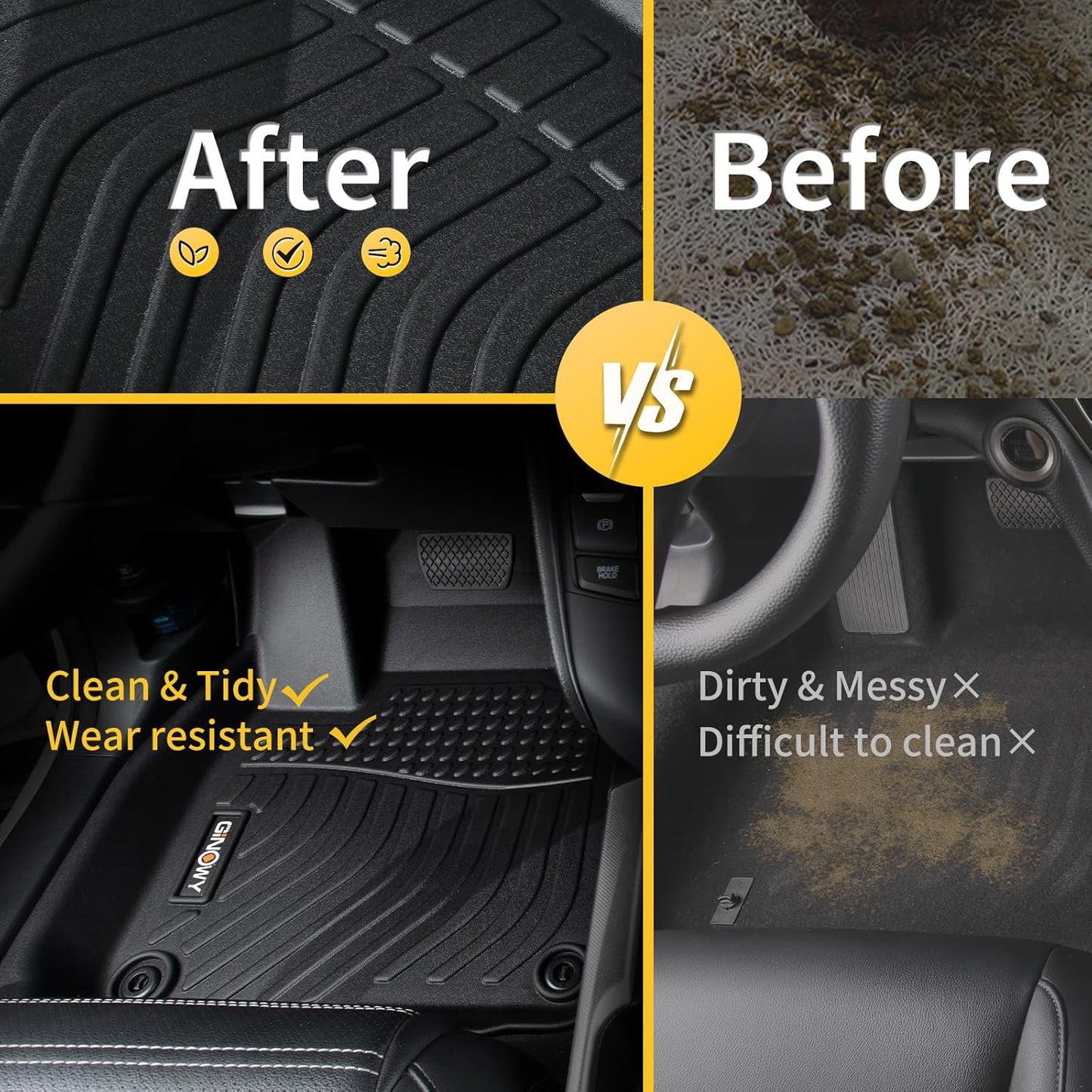 GINOWY- Floor Mats & Cargo Liner for Subaru Forester 2025 (Non for Hybrid Models) TPE All Weather Car Mats Forester 2025 Floor Liners Non-Slip Trunk Mat Waterproof Automotive-Black