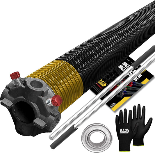 Garage Door Torsion Spring 250x2x29 Torsion Springs for Right Side of Garage Door with 1" Steel Bearing, Gloves, and Winding Bars Precision E-Coating 5-Year Warranty Minimum 30,000 Cycles (Black Cone)
