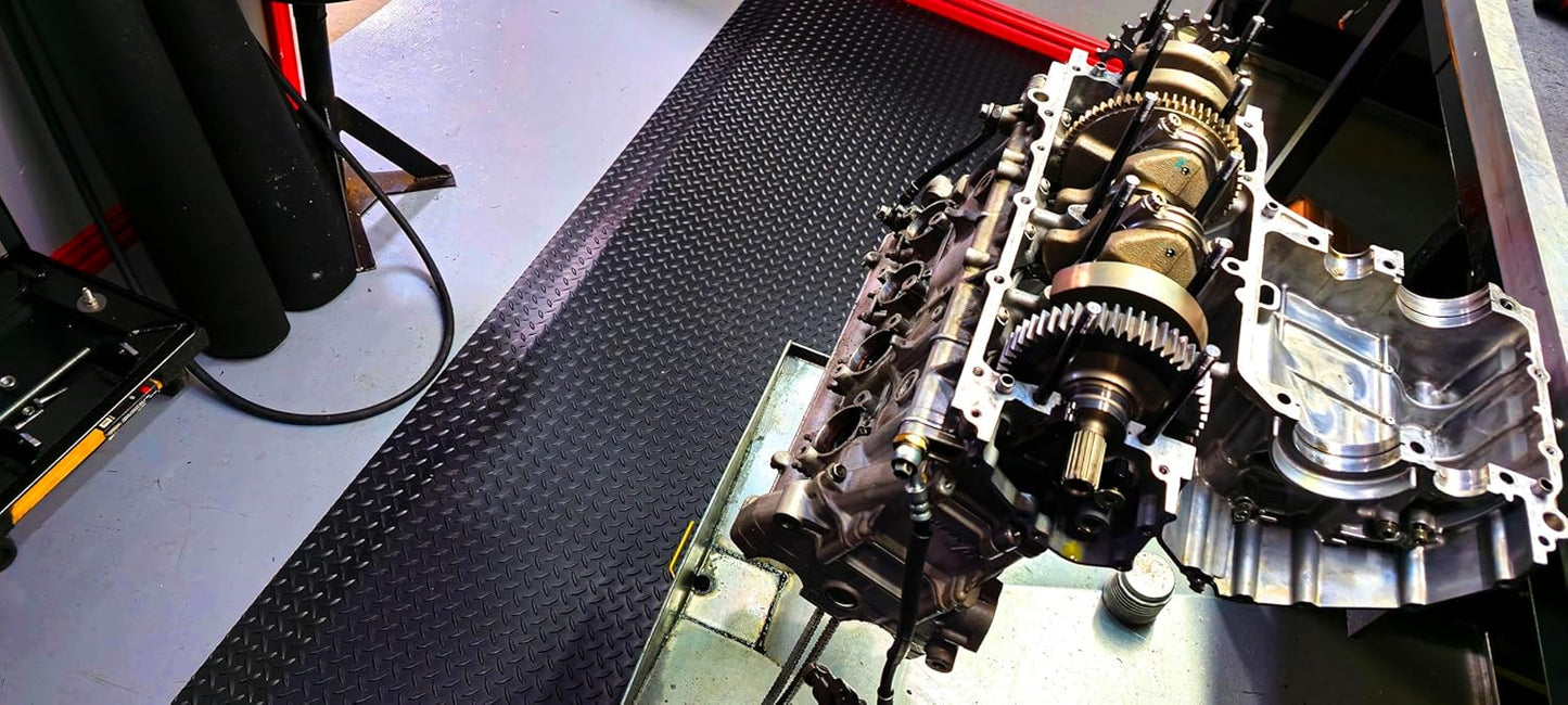 Rhino Mats, American Classic Diamond Anti-Fatigue Mats, Industrial Ergonomic Comfort Standing Mat for Work, Home, Garage, Office, Kitchen or Anywhere (Black 9/16" Thick, 4 FT. x 16 FT.)