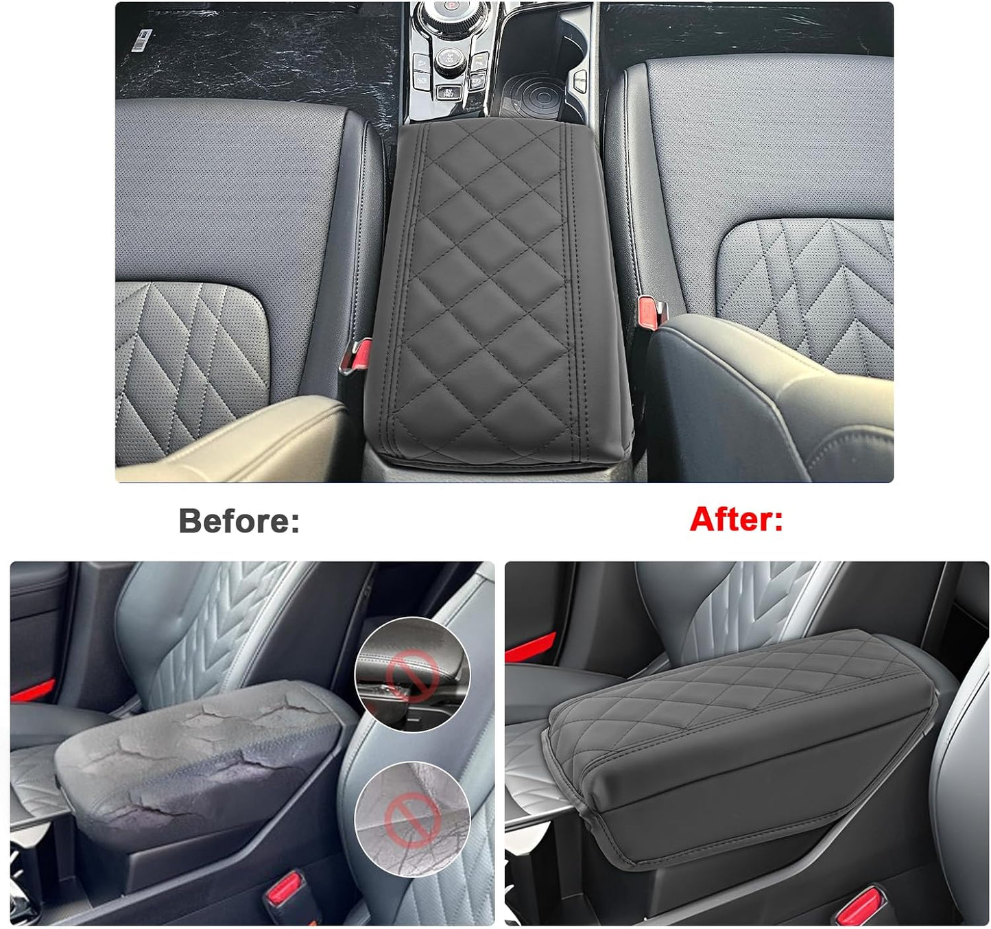 SXCY for 2024 2025 Sportage Armrest Cover Pad for Kia Sportage 2024 2025 Accessories 2023 2024 2025 Sportage Center Console Cover 2025 Sportage Middle Console Cover (Thicken Pad Checkered Pattern)
