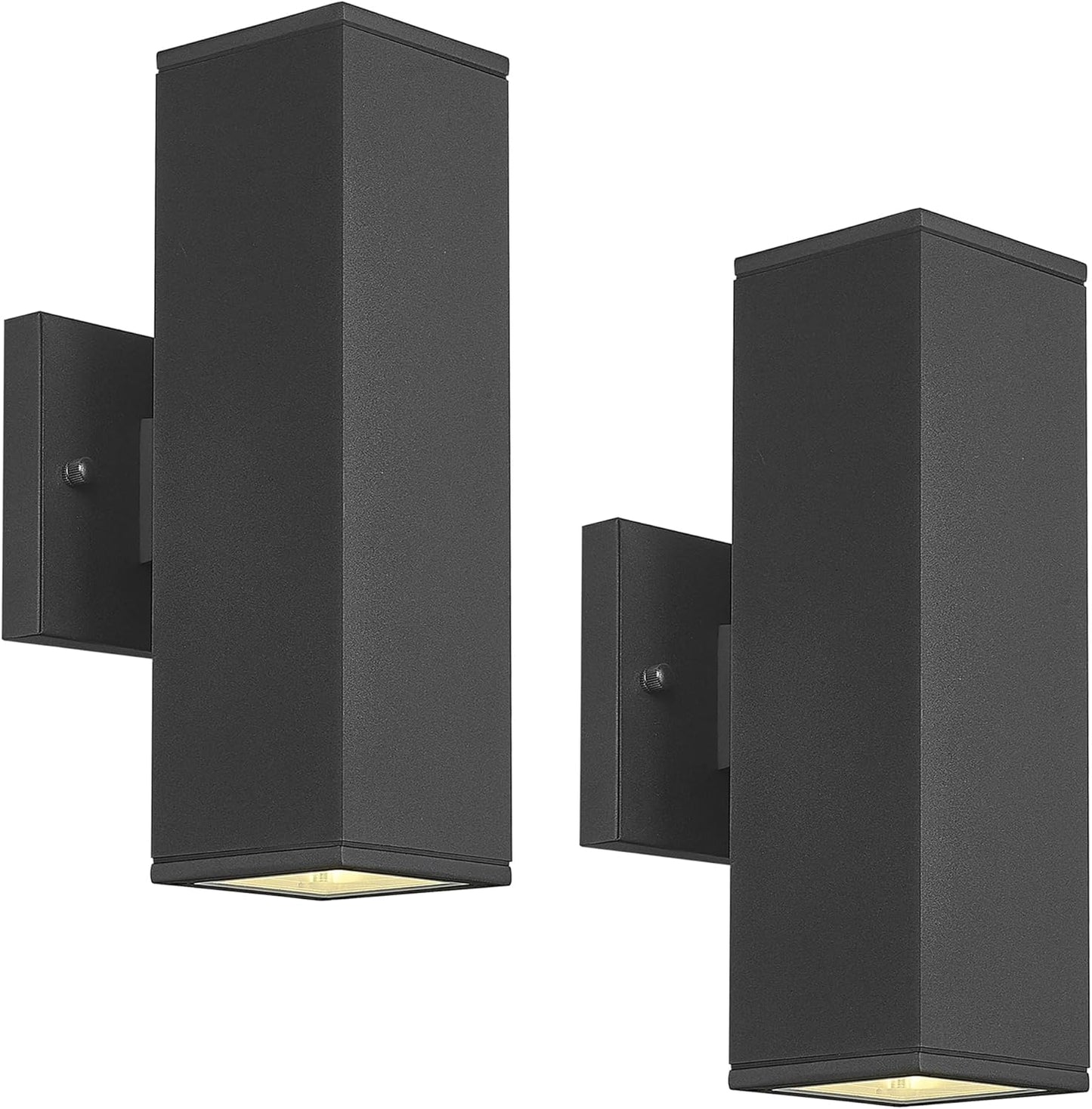 Ken & Ricky Outdoor Wall Lights, Modern Exterior Lighting Fixtures, Aluminum Front Porch Light, Black Outdoor Wall Sconce with Glass Cover, KR3324-W-2PK