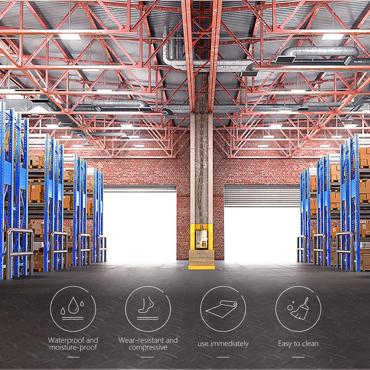 7.5Ft x 14Ft Garage Floor Mat 2.5mm Thickened Rubber Flooring Roll 105sqft Diamond Plate PVC Rubber Trailer Mat Non-Slip Floor Protector Mat for Garage Warehouse Basement Trailer - Black