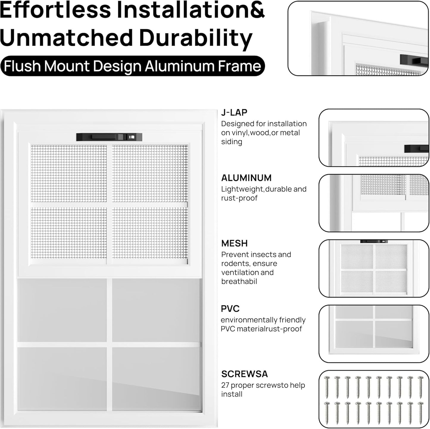 2 Pack 12" x 18"Shed Window, with Tempered Glass and Fiberglass Screen for Shed, Chicken Coop, Playhouse, Household, Garage