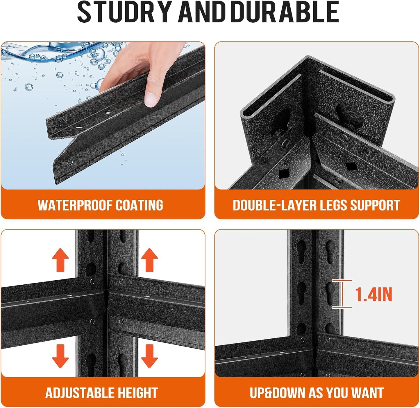 48" W Garage Shelving Unit, Garage Storage Shelves 2800LBS Heavy Duty Shelving, Adjustable 5 Tier Metal Shelves Utility Shelf, Storage Rack for Industrial, Warehouse, Basement (20" D*48" W*72" H)