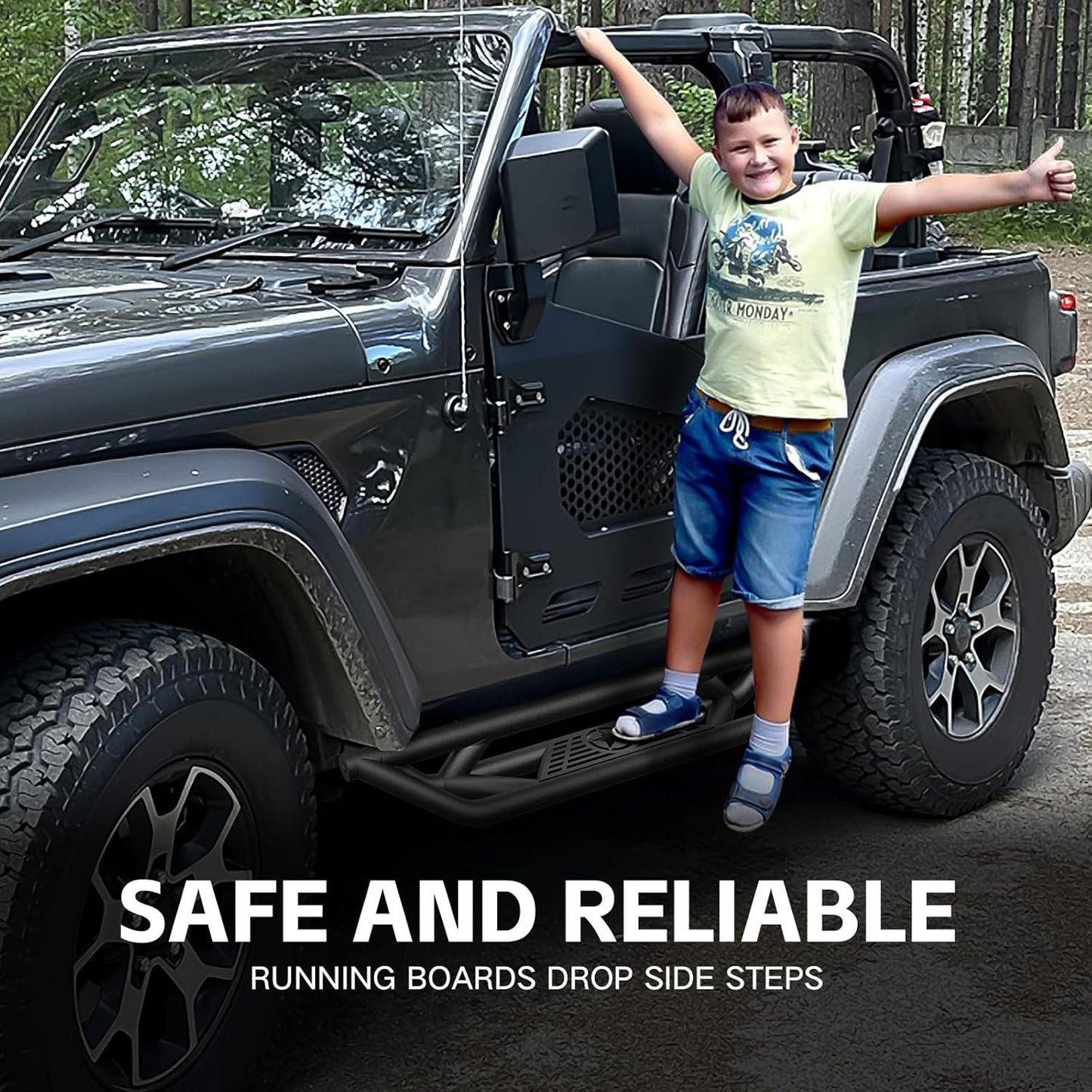 for Jeep JL Running Boards Drop Side Steps Compatible with 2018 2019 2020 2021 2022 2023 2024 2025 Jeep Wrangler JL 2 Doors (Include 4XE Model), Plates Rock Sliders Rails Heavy-Duty Nerf Bars