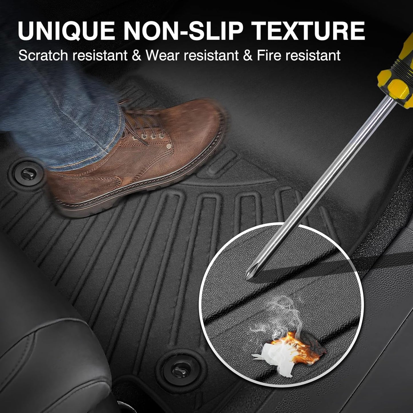 Powerty Floor Mats for 2024 2025 Chevrolet/Chevy Trax Accessories All Weather Floor Liner 3D TPE 1st & 2nd Row Floor Mat Heavy-Duty Floor Liners