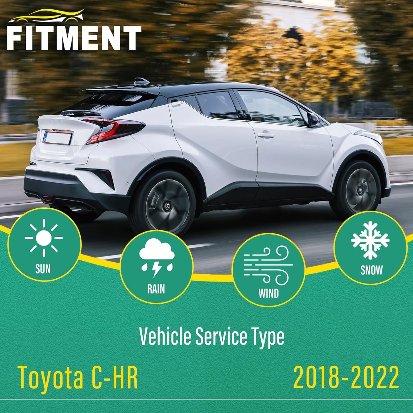 26" 16" 14" Windshield Wiper Blades Replacement for Toyota CHR C-HR 2018 2019 2020 2021 2022 Premium All Weather Front Rear Wipers Set - OEM Quality (Pack of 3)