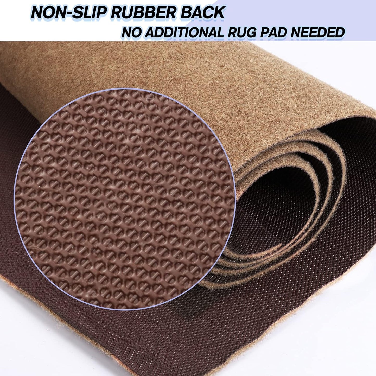 Custom Size Backed Non-Slip Area Rugs Runner, Easy Clean, Waterproof Runner Rugs for Hallway Entryway, Kitchen, Laundry, 3FT x 19FT, Beige