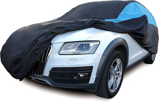 MORNYRAY Waterproof Car Cover All Weather Snowproof UV Protection Windproof Outdoor Full SUV Car Cover, Universal Fit for SUV (Fit SUV Length 211-221inch, Blue)