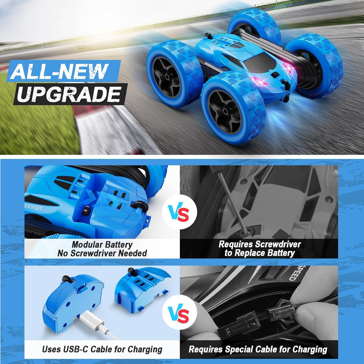 Remote Control Car, RC Cars Toys for 6-12 Year Old Boys, Off Road RC Stunt Car 4WD 360° Rotating Remote Control Cars for Kids, Boys for Birthday, Christmas Blue