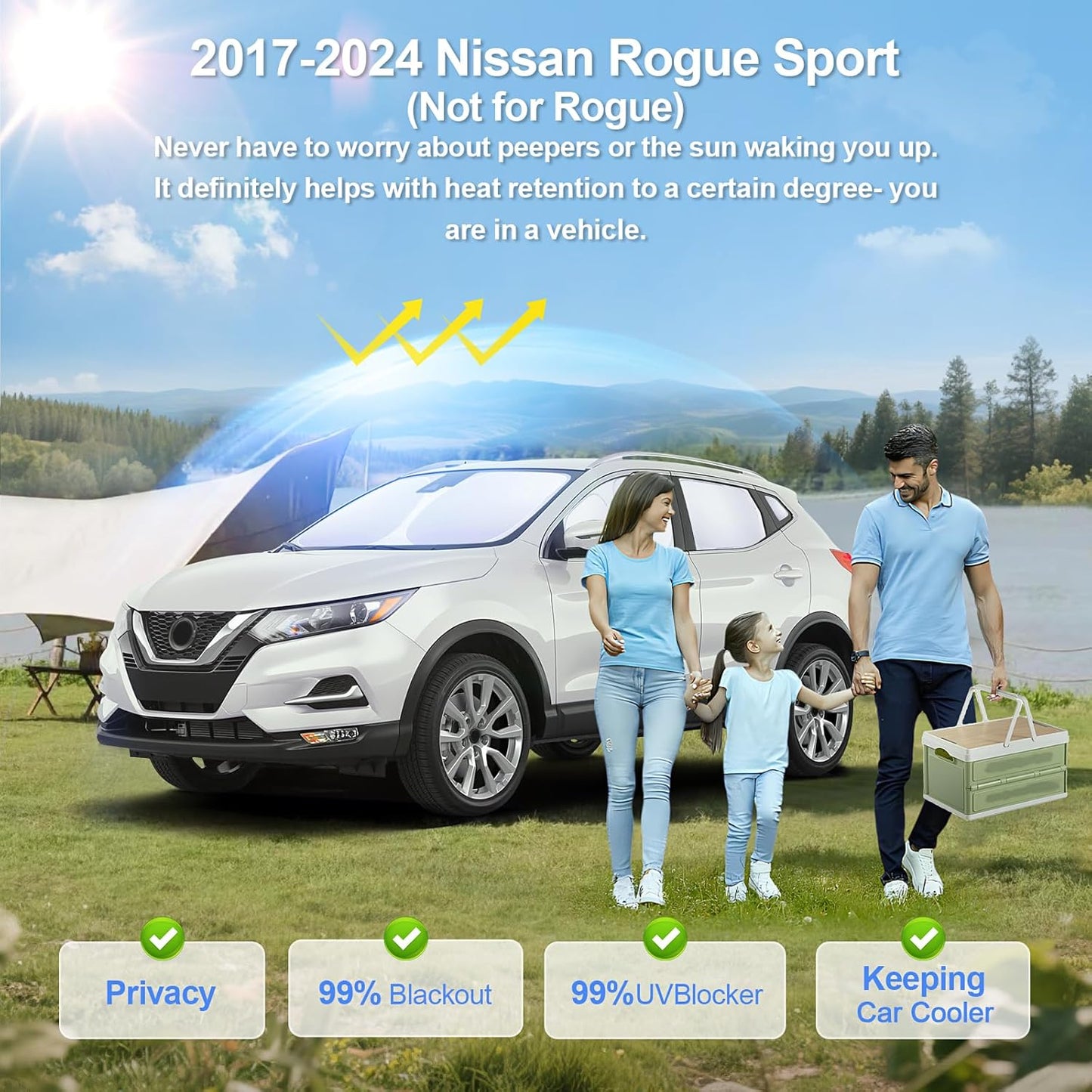 8pcs Car Window Shades for Nissan Rogue Sport(Not for Rogue) 2017-2024 Accessories,Windshield Side Rear Full Sunshade,Sun Visor UV Blocking, Privacy Protection for Camping Outdoor