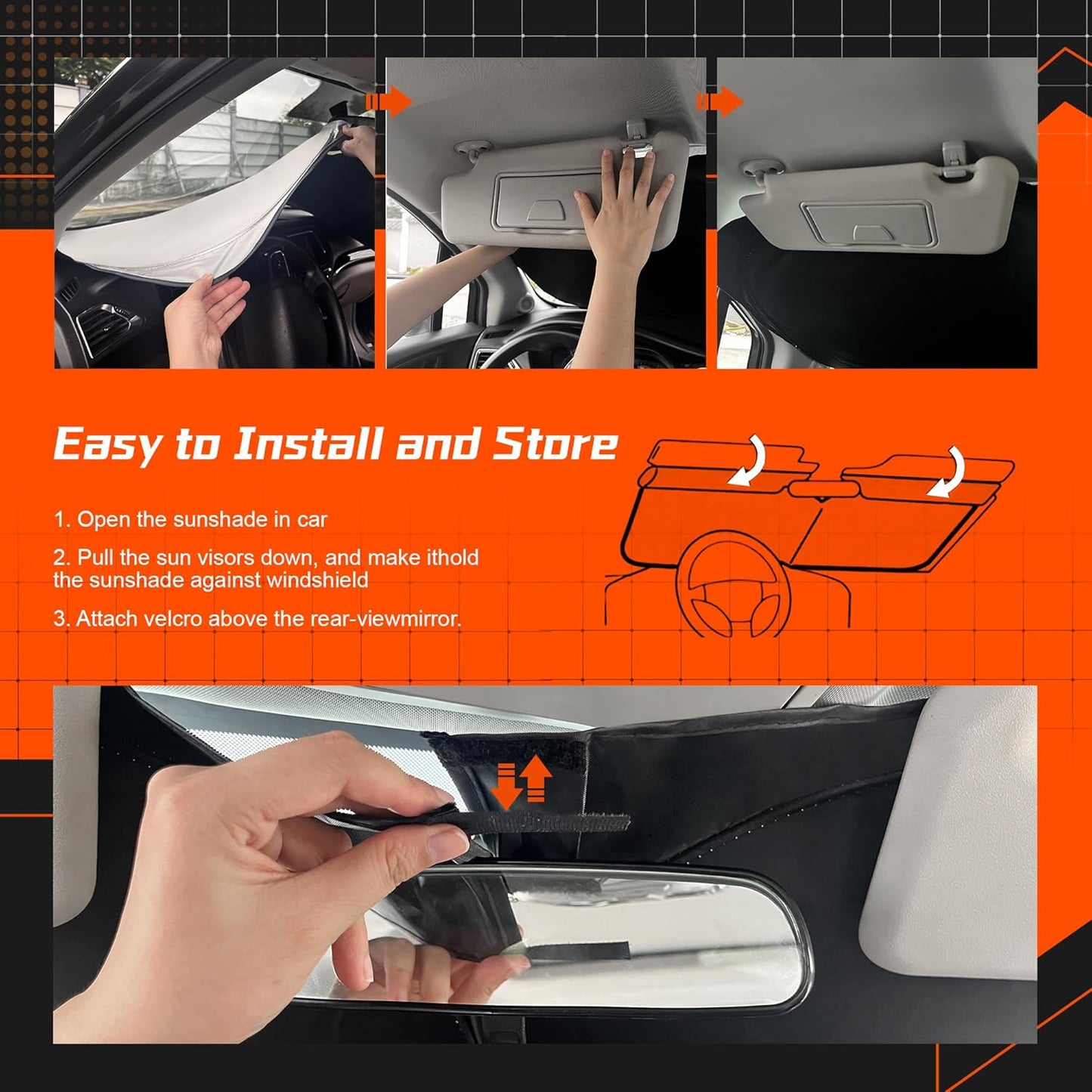 Custom Fit Windshield Sun Shade for Le-xus is Sedan IS350 IS300 IS250 IS200t 2014-2020 - Full Coverage, 210T Reflective Fabric, Double-Layer Design - Keeps Car Cool, Easy to Install and Store