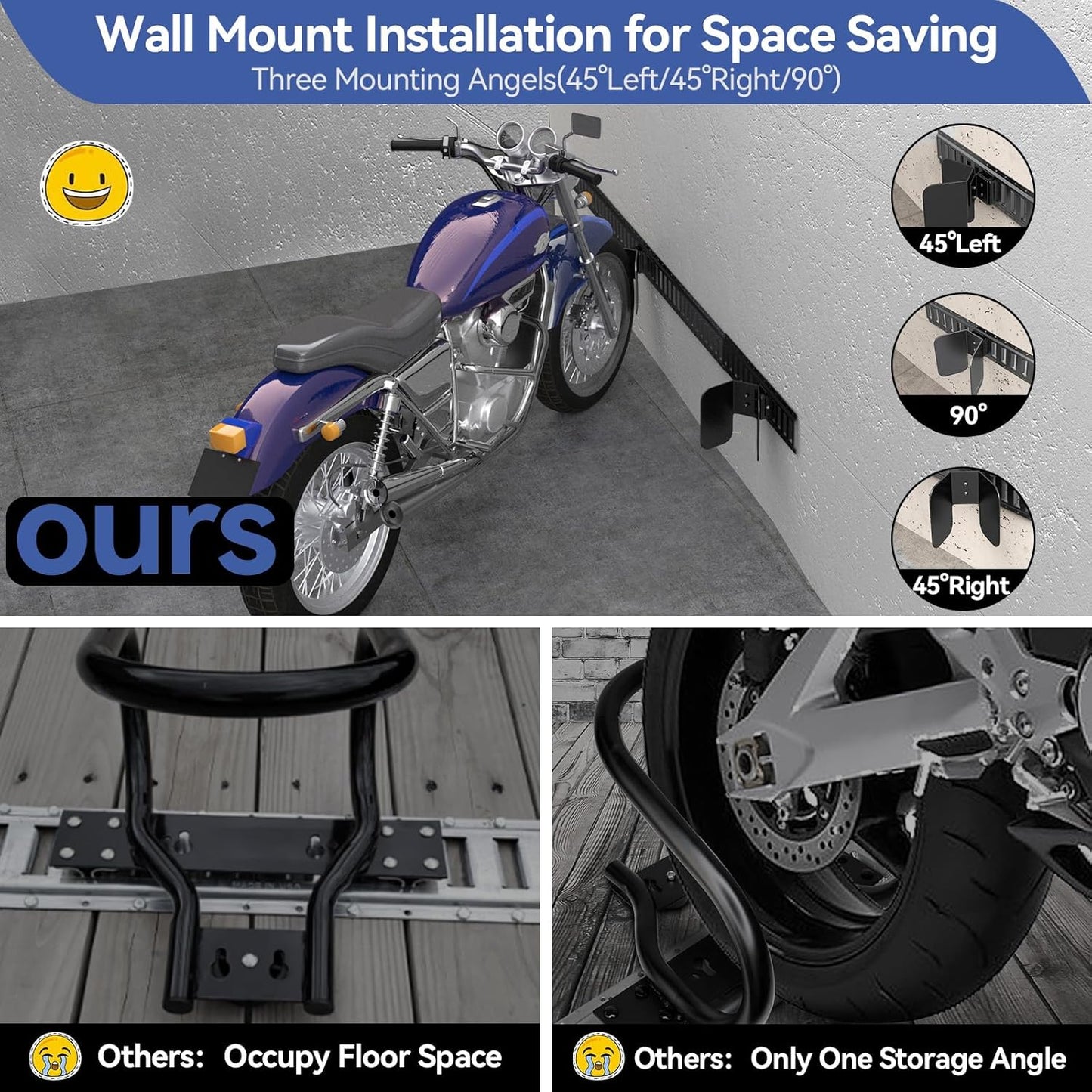 4 Pack E-Track Dirt Bike Wheel Chock Supports tire up to 6",Black,Heavy Duty 10 Gauge Steel E-Track Wheel Chock for Motorcycle,E-Track Wheel Chock for Trailer & Trucks & Garage,E-Track Accessories