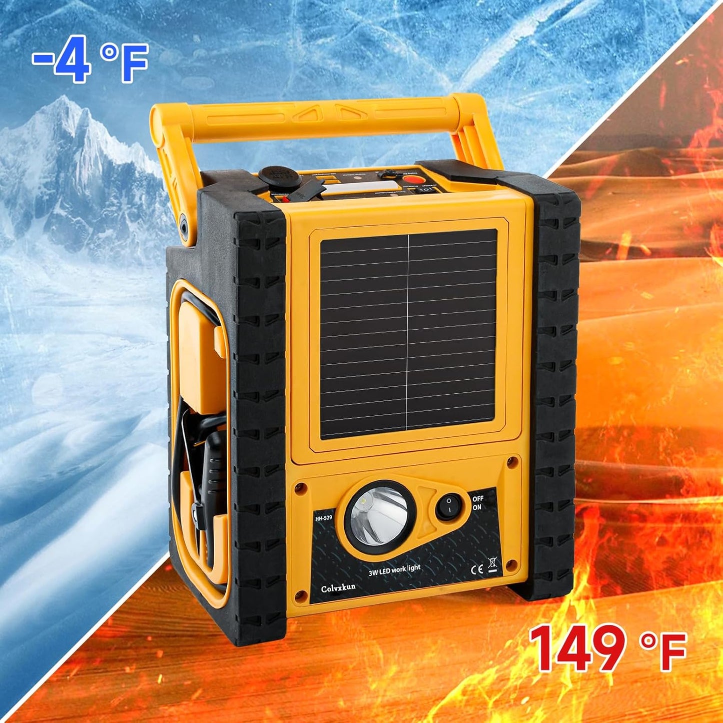 6-in-1 Car Battery Jump Starter with Air Compressor 2000A 260PSI 400W Inverter, Jump Starter Jump Box (All Gas 8.5L Diesel), Solar Portable Power Station,AC/DC/USB Ports and LED Lights