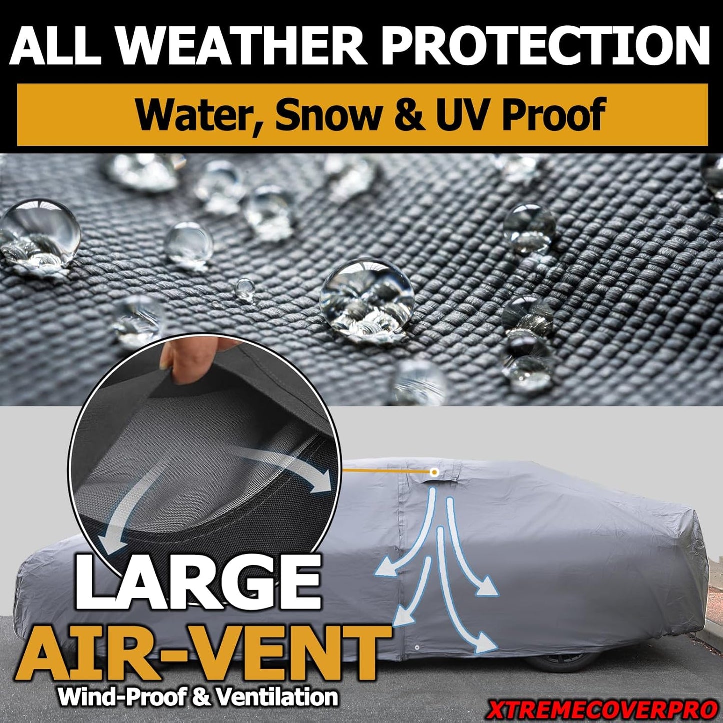 All Weather Waterproof car Cover Good for rain Snow uv Protection dust Large-Size Sedan Grand Prix 300 Charger Impala Regal MKZ Lacrosse LS Gray