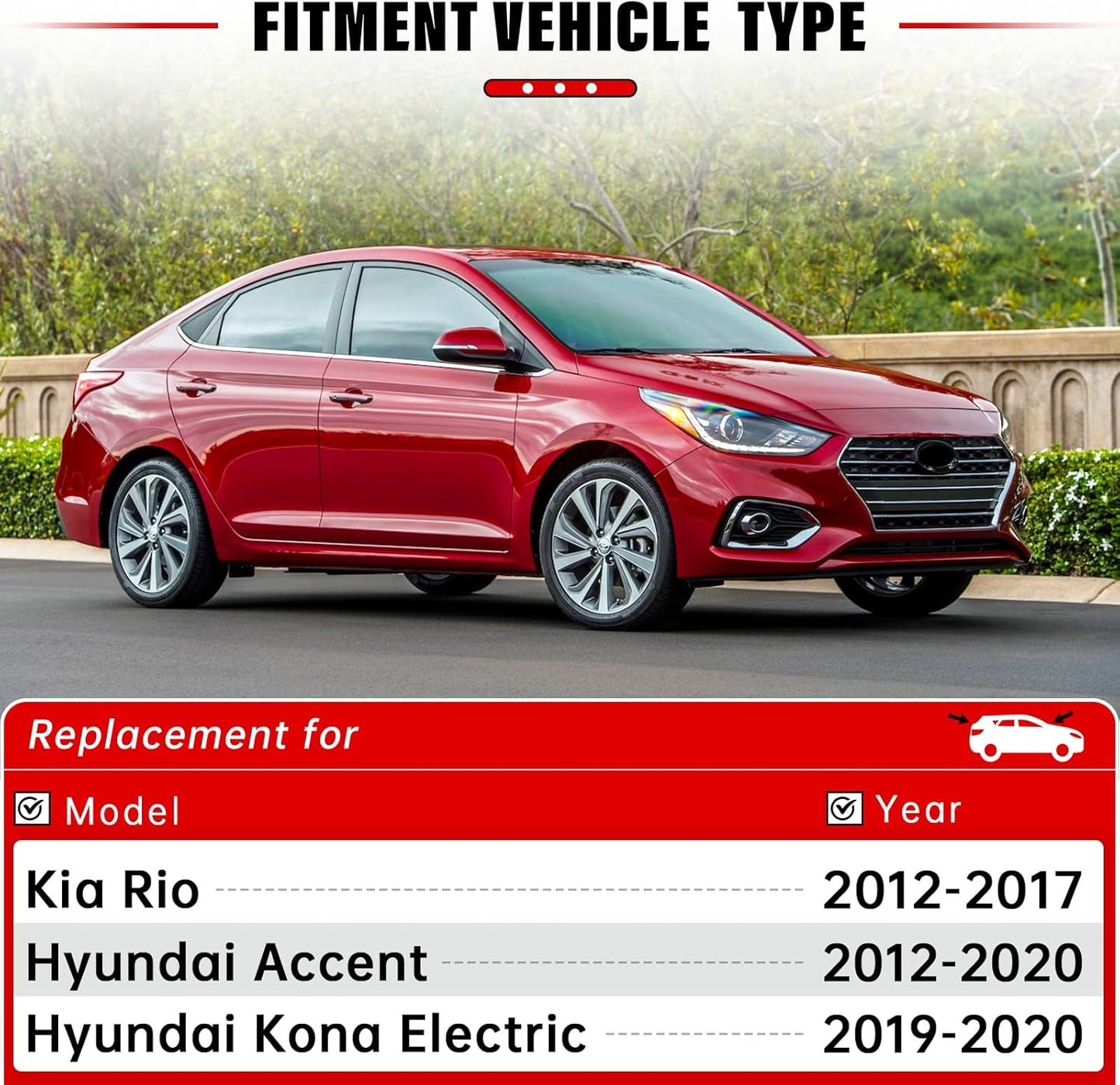 Windshield Wiper Blades Replacement for Kia Rio Hyundai Accent Kona Electric 2012 2013 2014 2015 2016-2020 Original Factory Quality Front Rear Wipers Blade Set for Car - 26" 16" 11" (Set of 3)