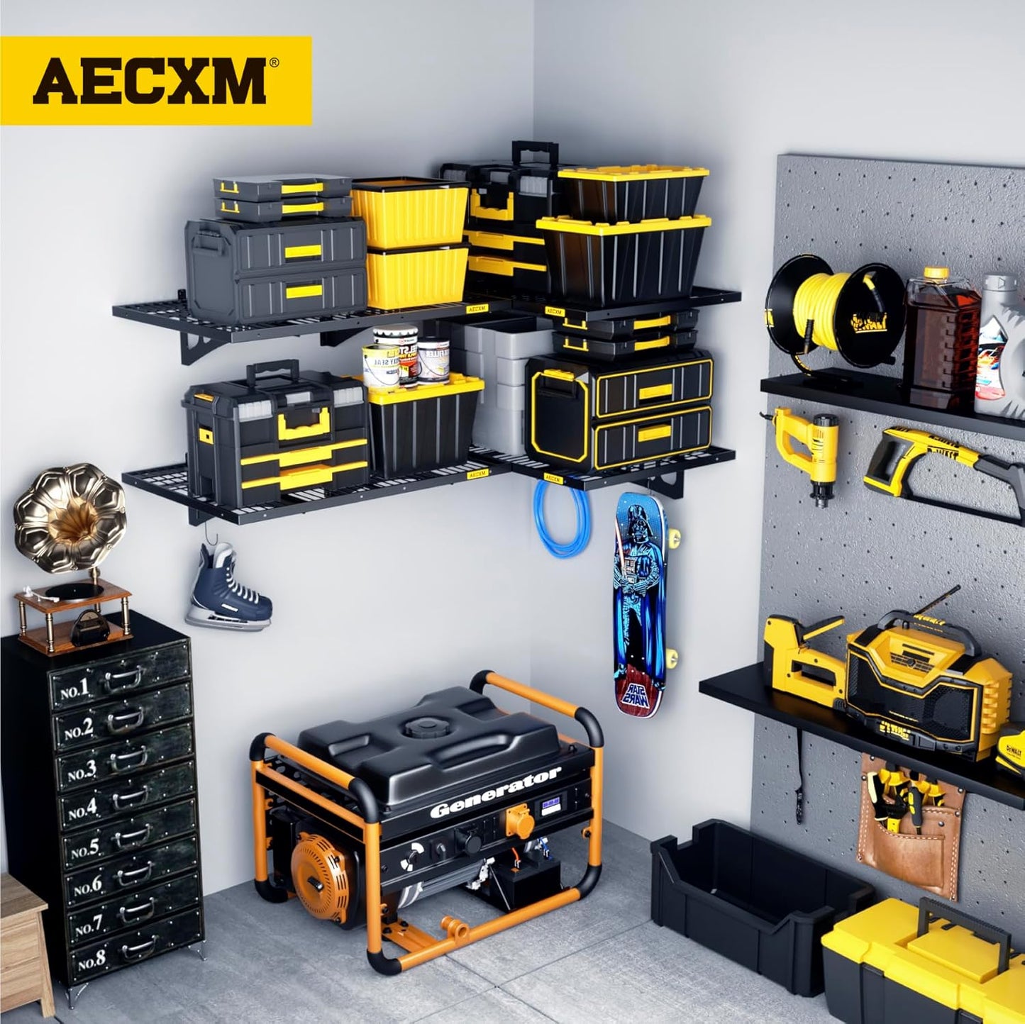 2x3ft 2Pack Wire Shelving Unit Heavy Duty Garage Storage Shelves Wall Mounted Black 560lbs Load Capacity（24-inch-by-36-inch）