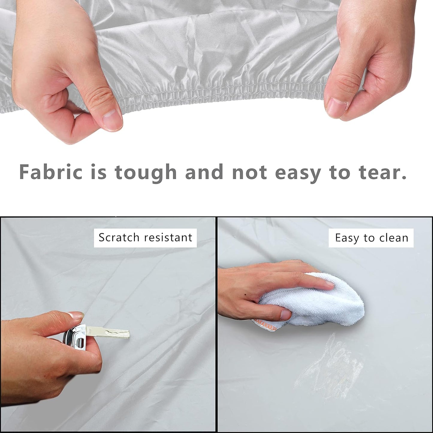 MORNYRAY Waterproof Car Cover All Weather Snowproof UV Protection Windproof Outdoor Full Truck Cover, Universal Fit for (Fit Truck Length 242-250 inch,All Silvery)