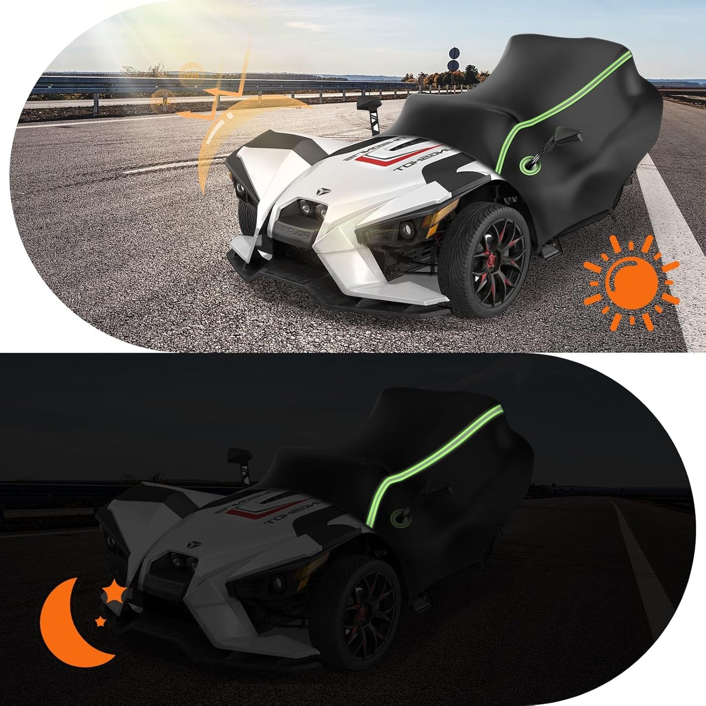 Half Cover for Polaris Slingshot, 420D Oxford Cloth Windshield Cover Waterproof Windproof All Weather Protection Covers for Slingshot S SL SLR R Signature LE Accessories