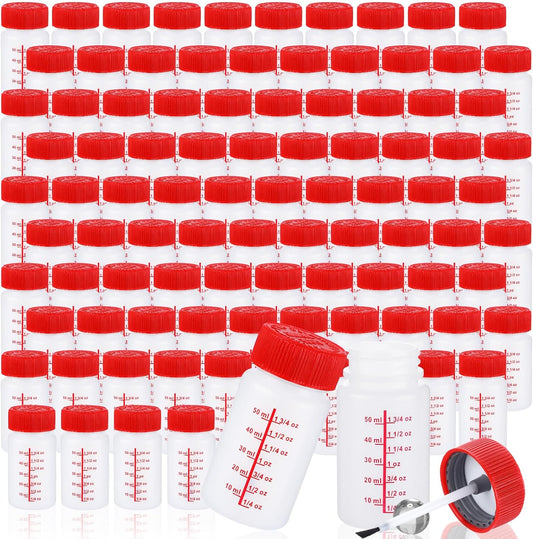 Mumufy 60 Pcs Touch up Paint Bottles with Brush and Lid Empty Touch up Bottle with Mixing Balls 2 oz Fluid Capacity Leftover Paint Container for Car Scratches Repair (Red)